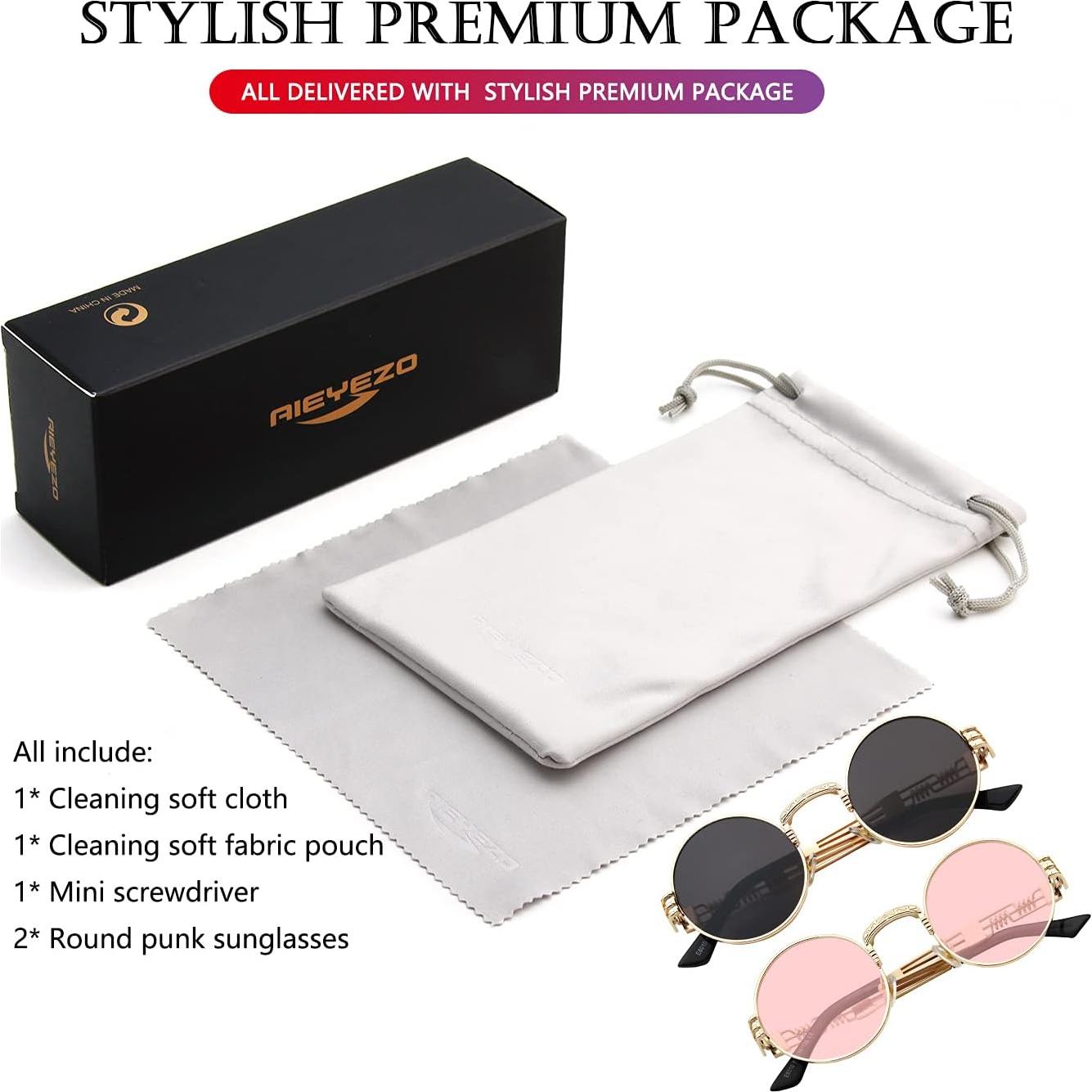 Gafas de sol redondas AIEYEZO steampunk 48mm UV400