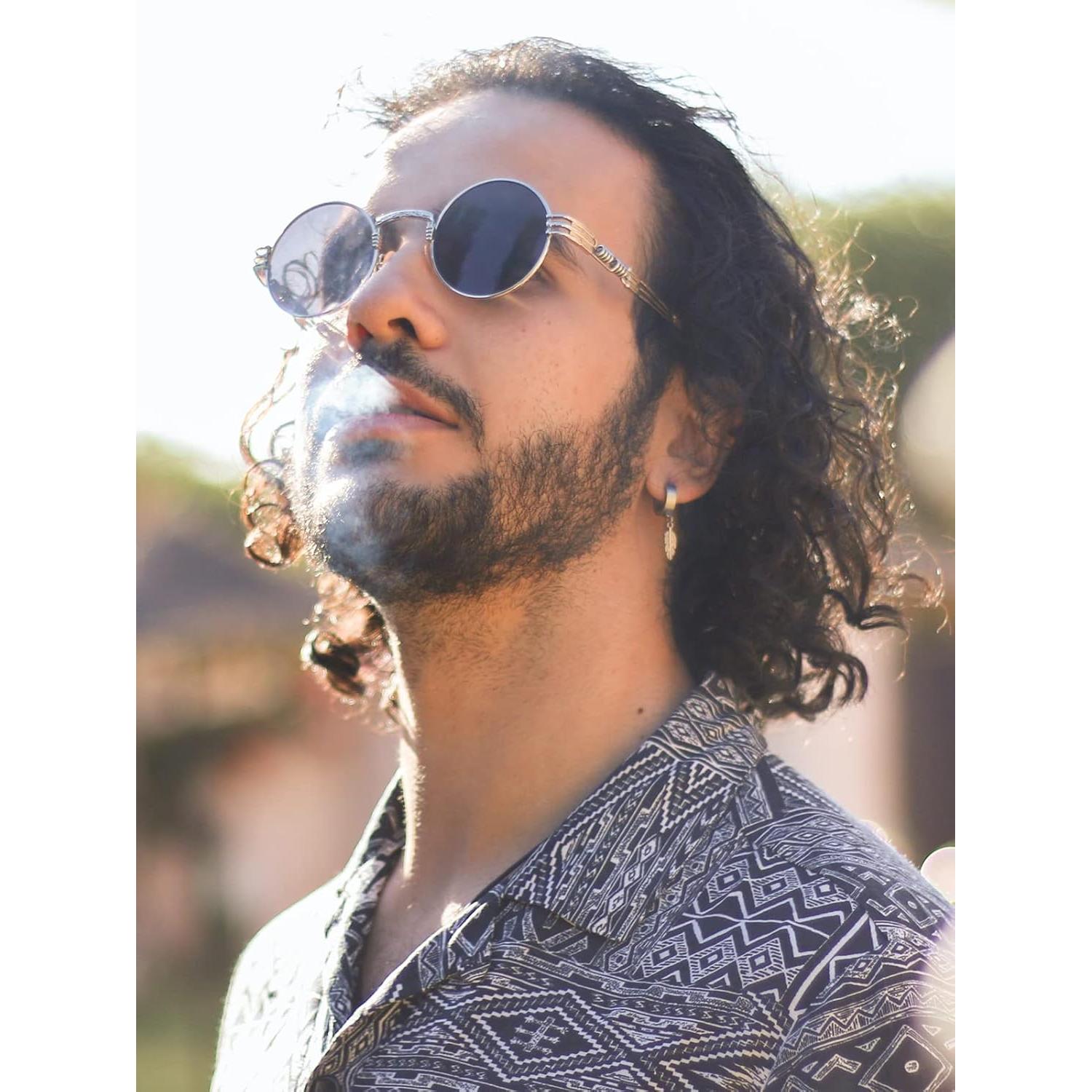 Gafas de sol redondas AIEYEZO steampunk UV 100% plata