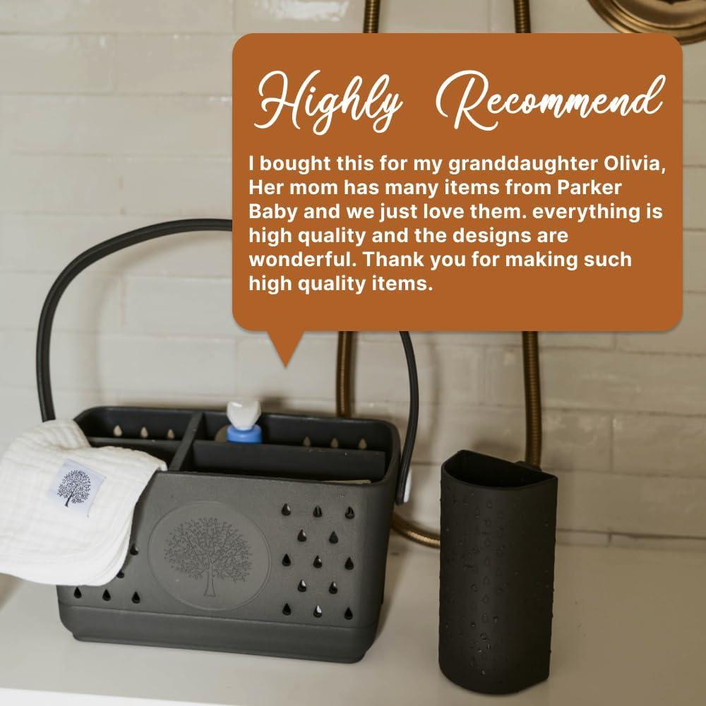 Paquete Esencial Baño Bebé Parker - Taza Silicona 532 ml + Organizador EVA