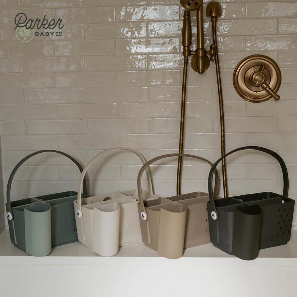 Paquete Esencial Baño Bebé Parker - Taza Silicona 532 ml + Organizador EVA