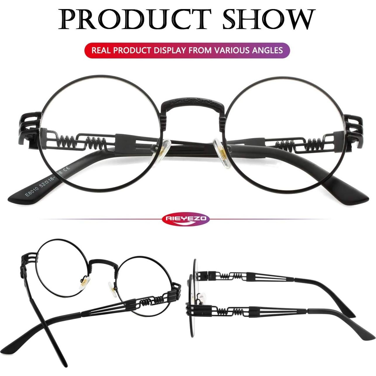 Gafas de sol redondas AIEYEZO Steampunk UV 100% bloqueadores