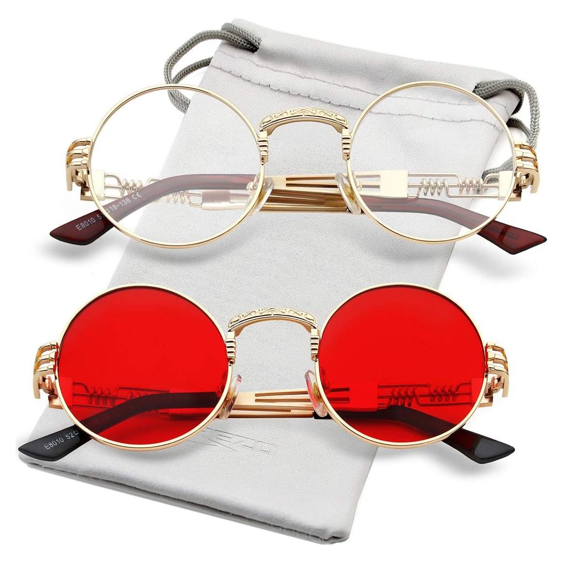 Gafas de sol redondas AIEYEZO steampunk 100% UV bloqueadas