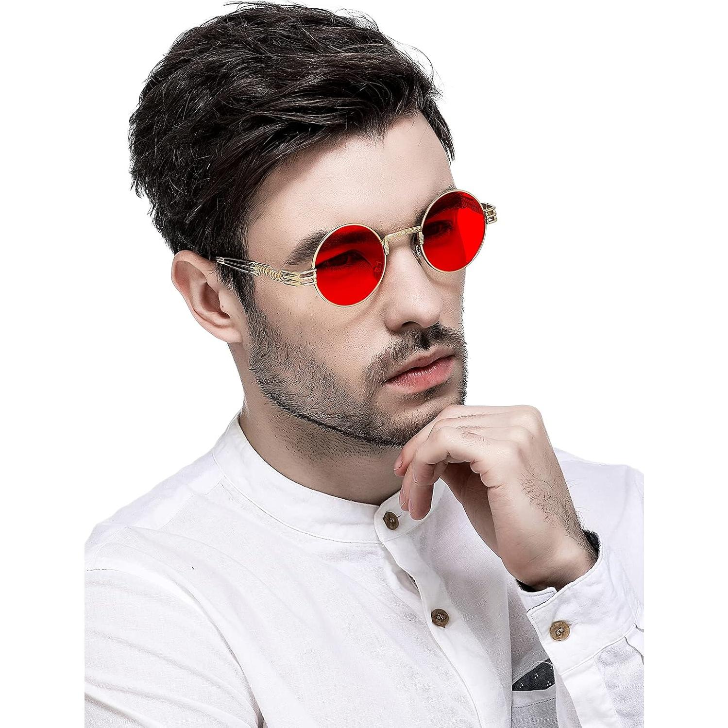 Gafas de sol redondas AIEYEZO steampunk 100% UV bloqueadas