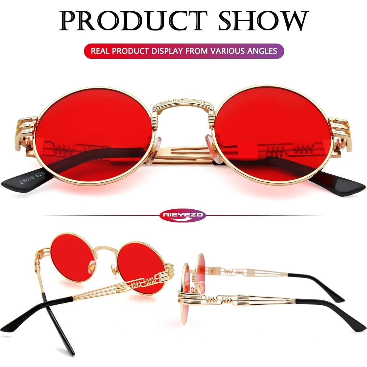 Gafas de sol redondas AIEYEZO steampunk 100% UV bloqueadas