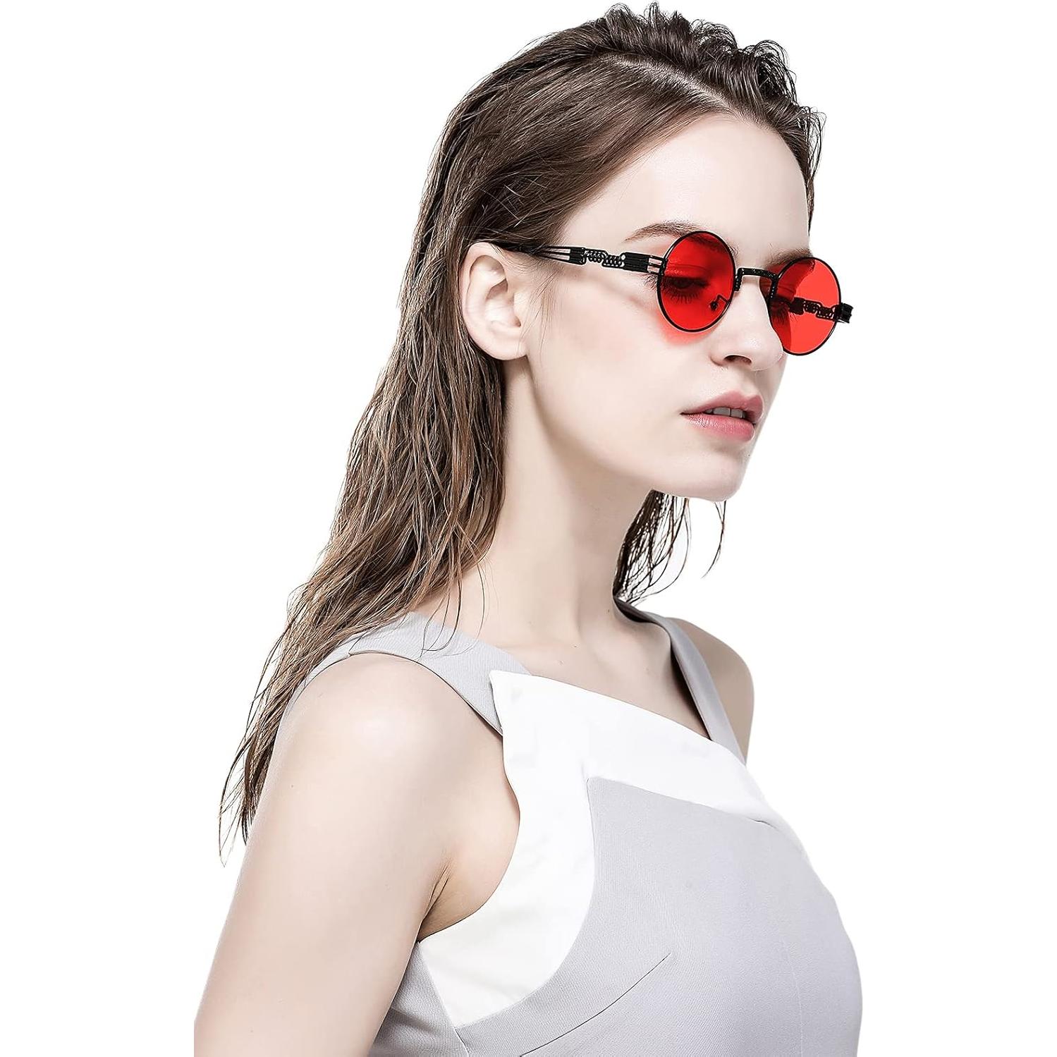 Gafas de sol redondas AIEYEZO steampunk 48mm UV400