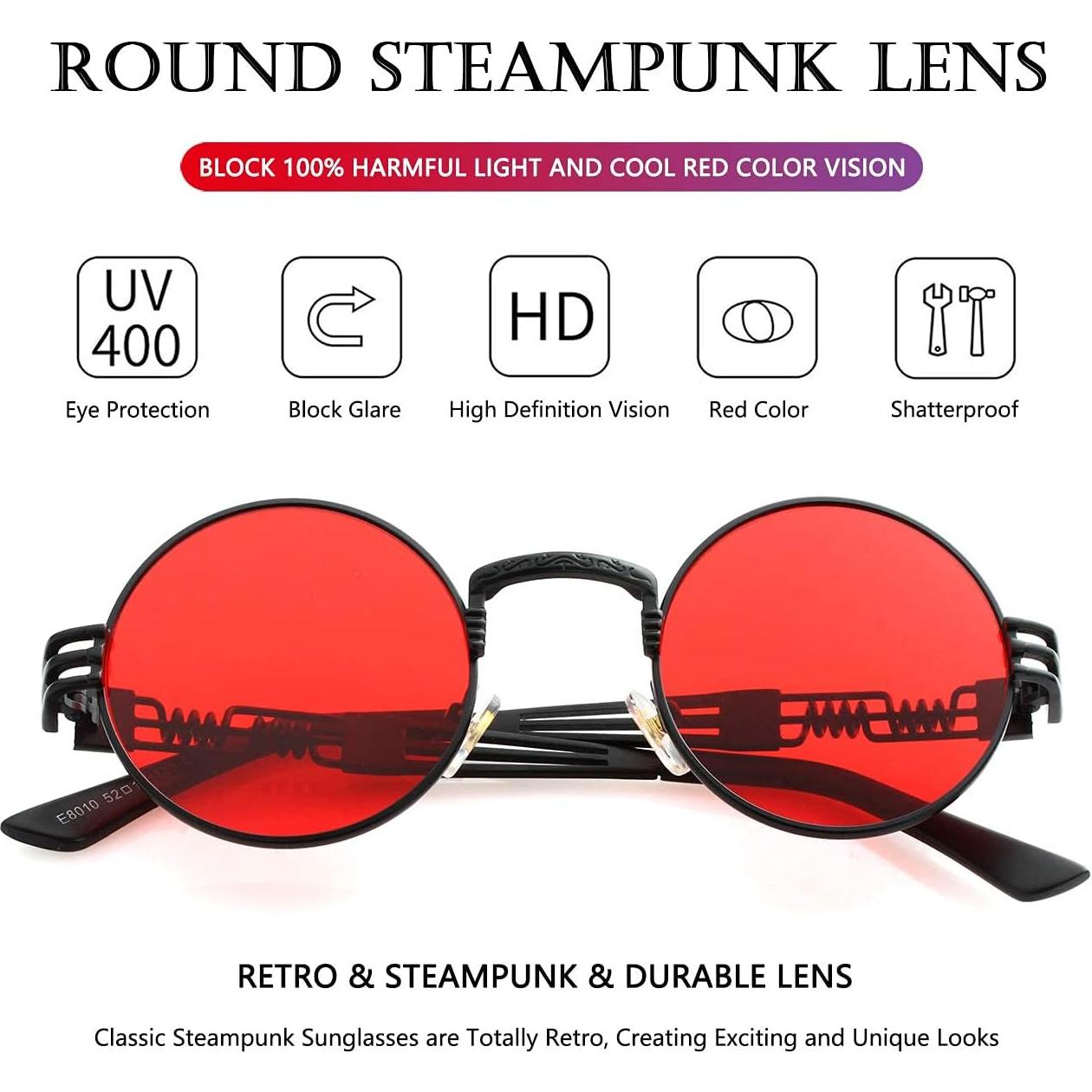 Gafas de sol redondas AIEYEZO steampunk 48mm UV400