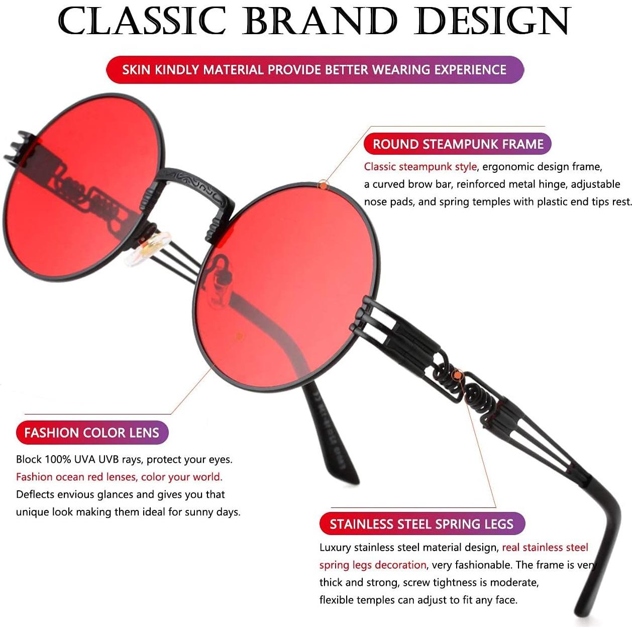 Gafas de sol redondas AIEYEZO steampunk 48mm UV400