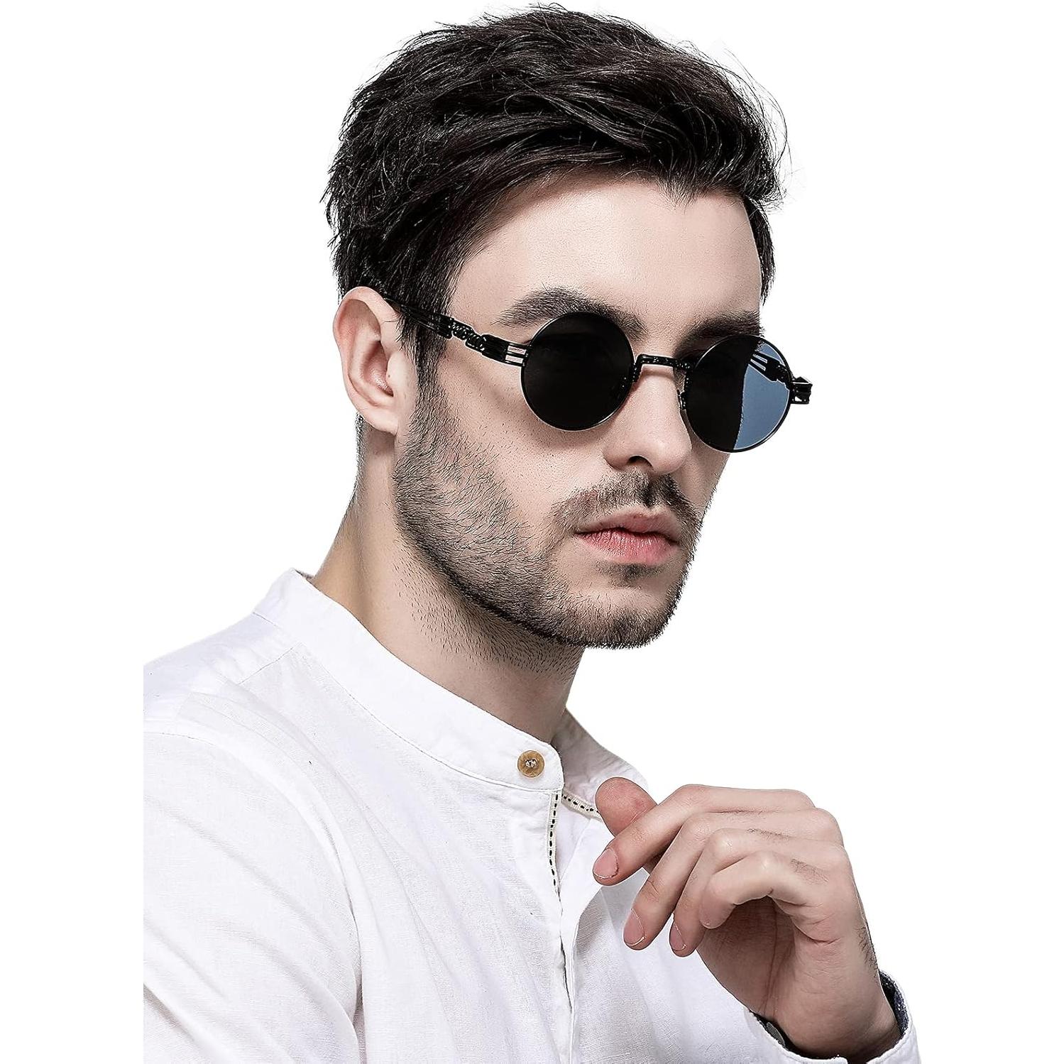 Gafas de sol redondas AIEYEZO steampunk UV 100% bloqueadores