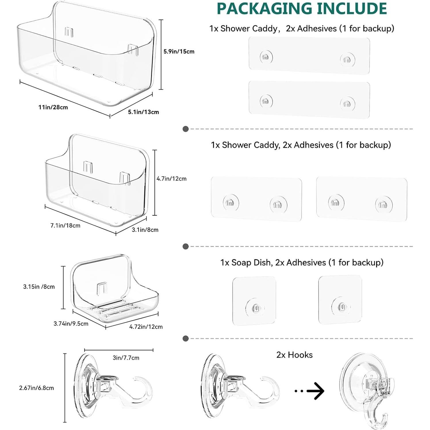 Estantes de Ducha JNDETOP 5 Paquetes Acrílico Transparente