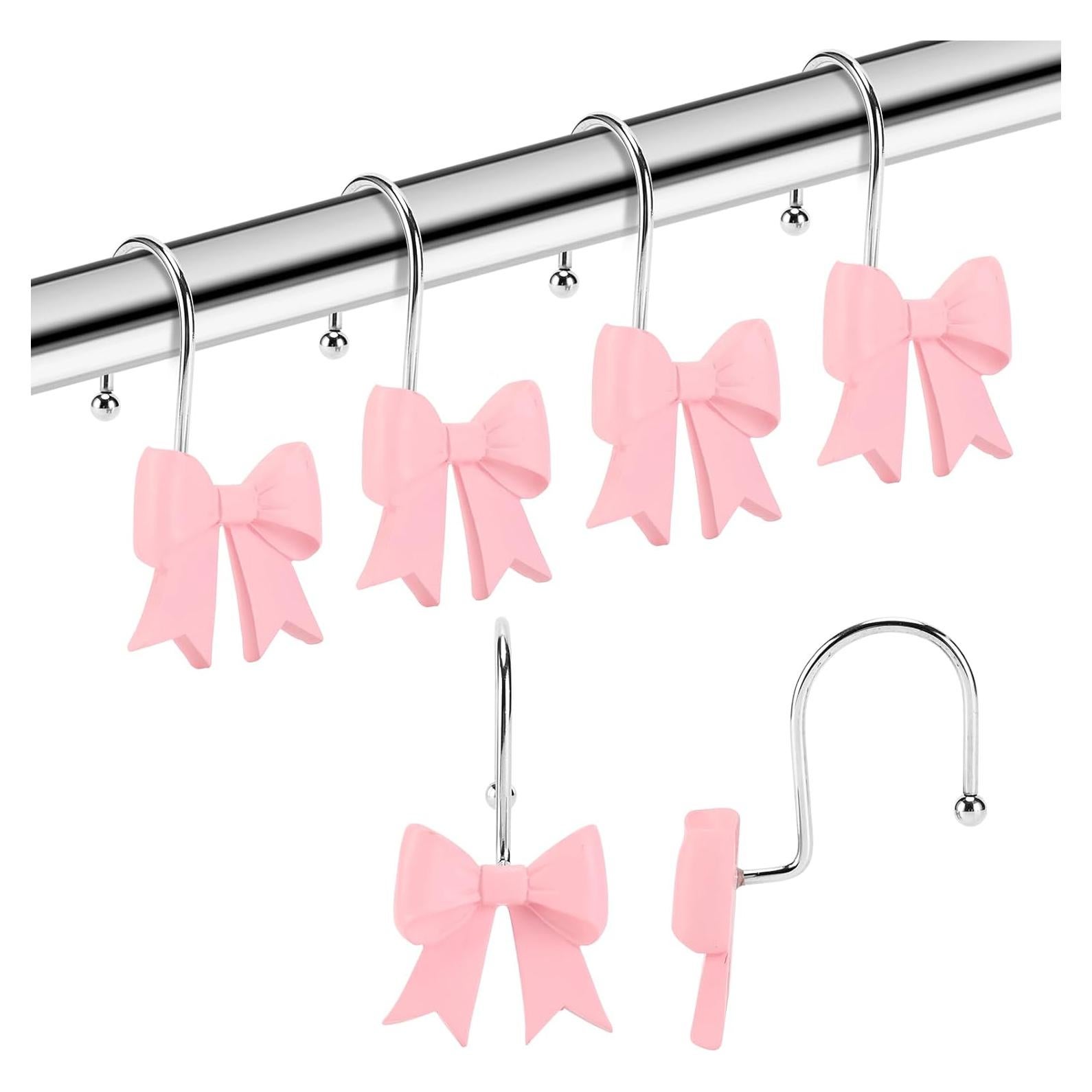 Ganchos de Cortina de Ducha Rosa YanKiTour - 12 Piezas Acero Inoxidable