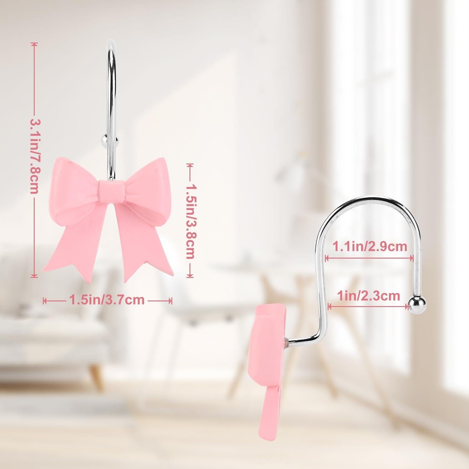 Ganchos de Cortina de Ducha Rosa YanKiTour - 12 Piezas Acero Inoxidable