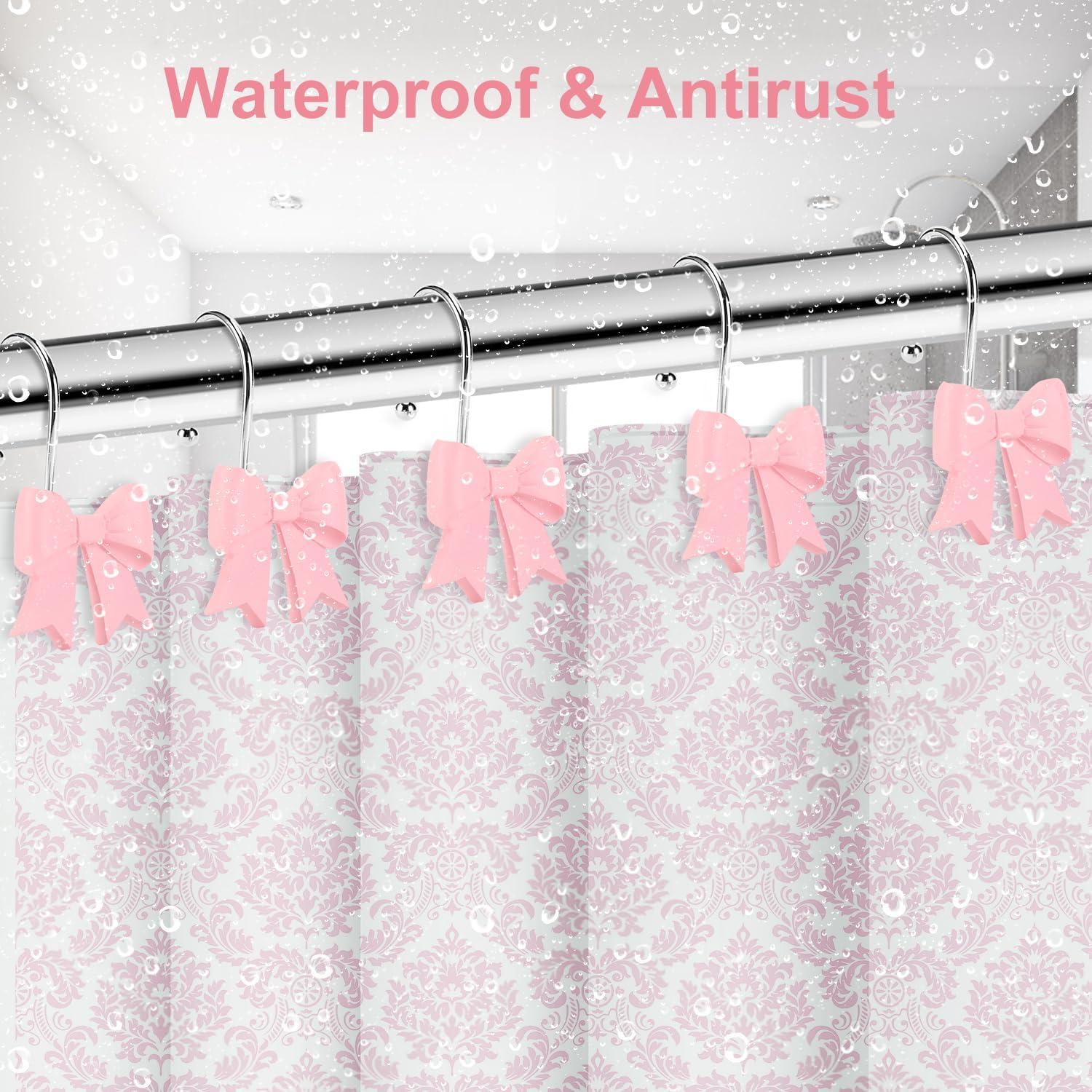 Ganchos de Cortina de Ducha Rosa YanKiTour - 12 Piezas Acero Inoxidable