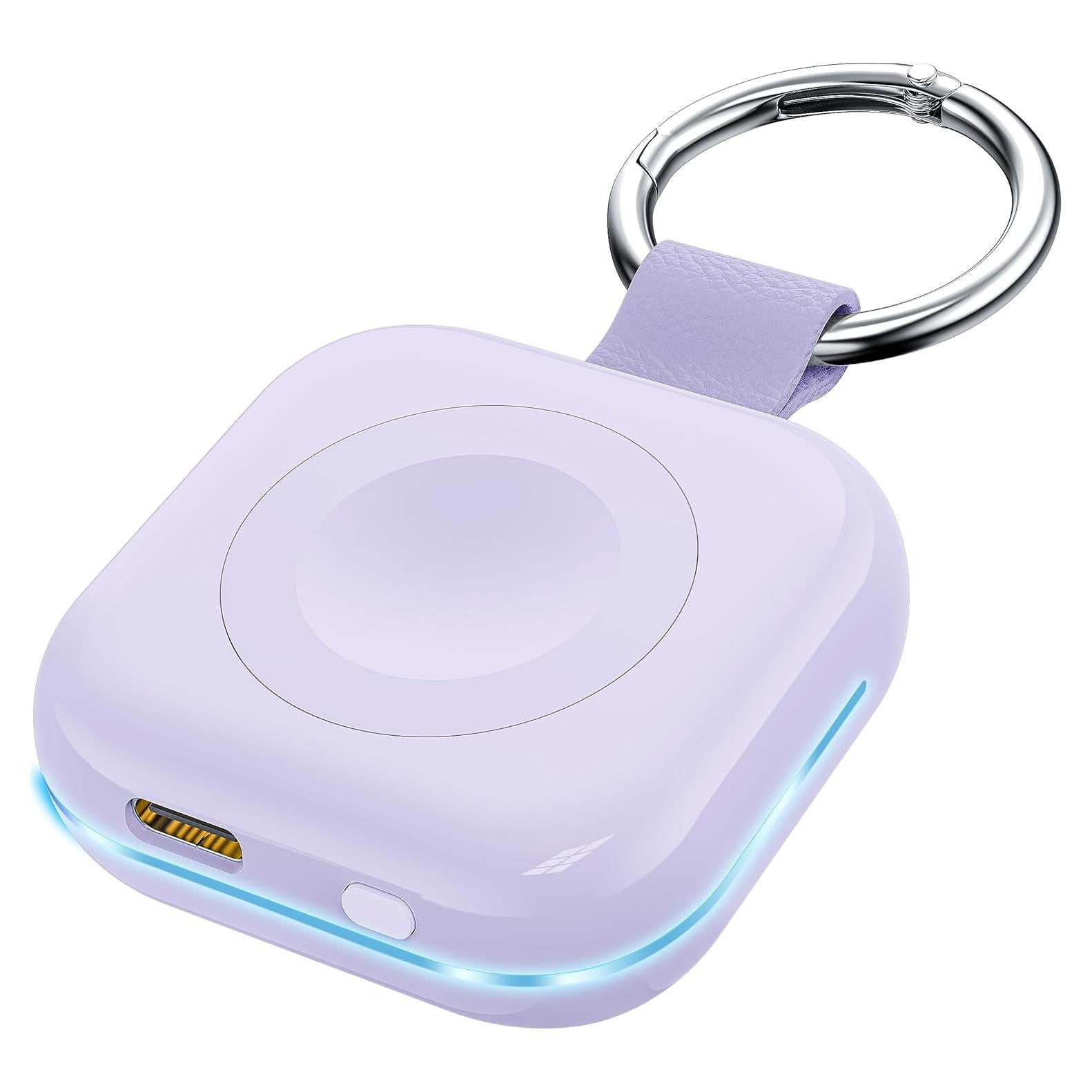 Cargador portátil Apple Watch 1200mAh tipo llavero púrpura