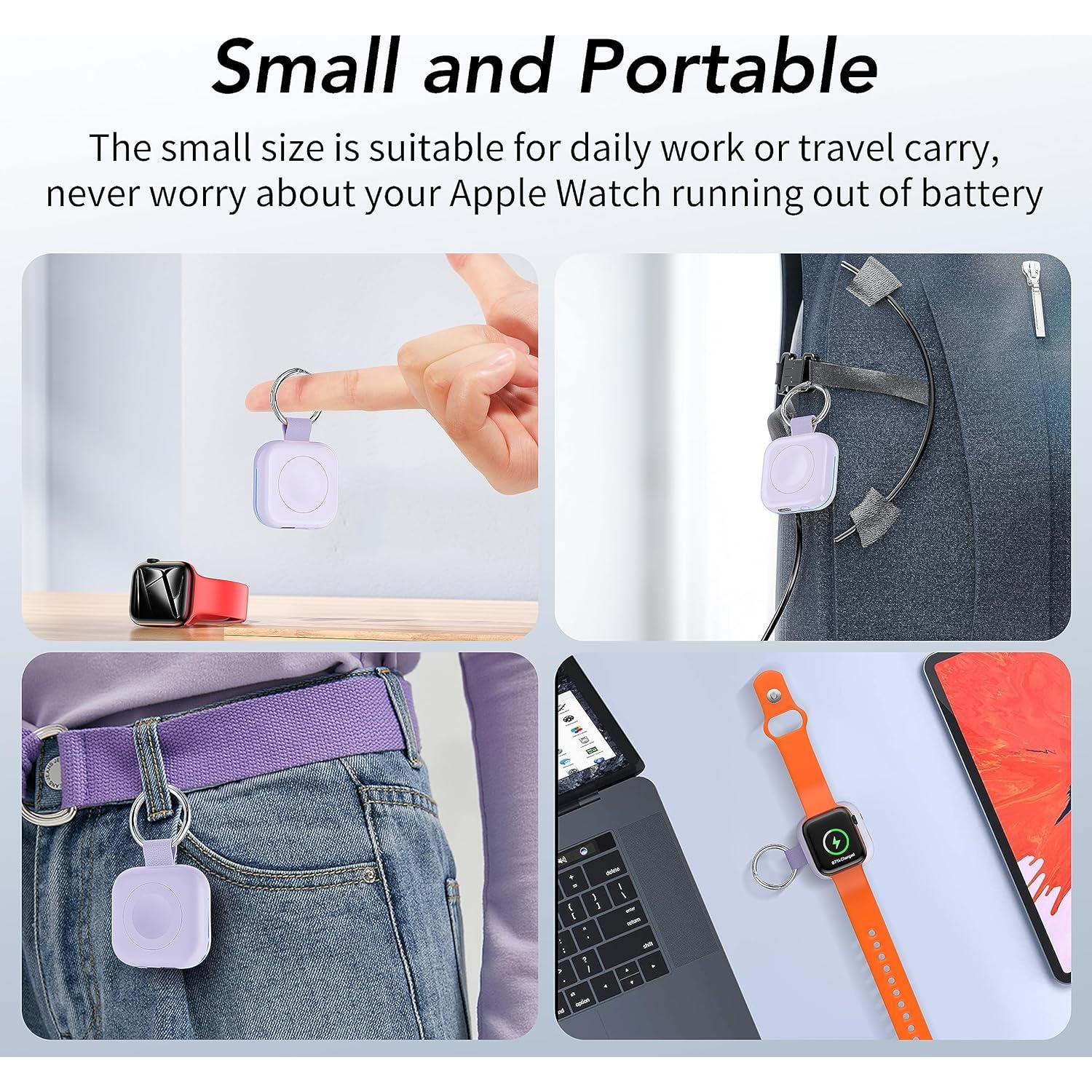 Cargador portátil Apple Watch 1200mAh tipo llavero púrpura