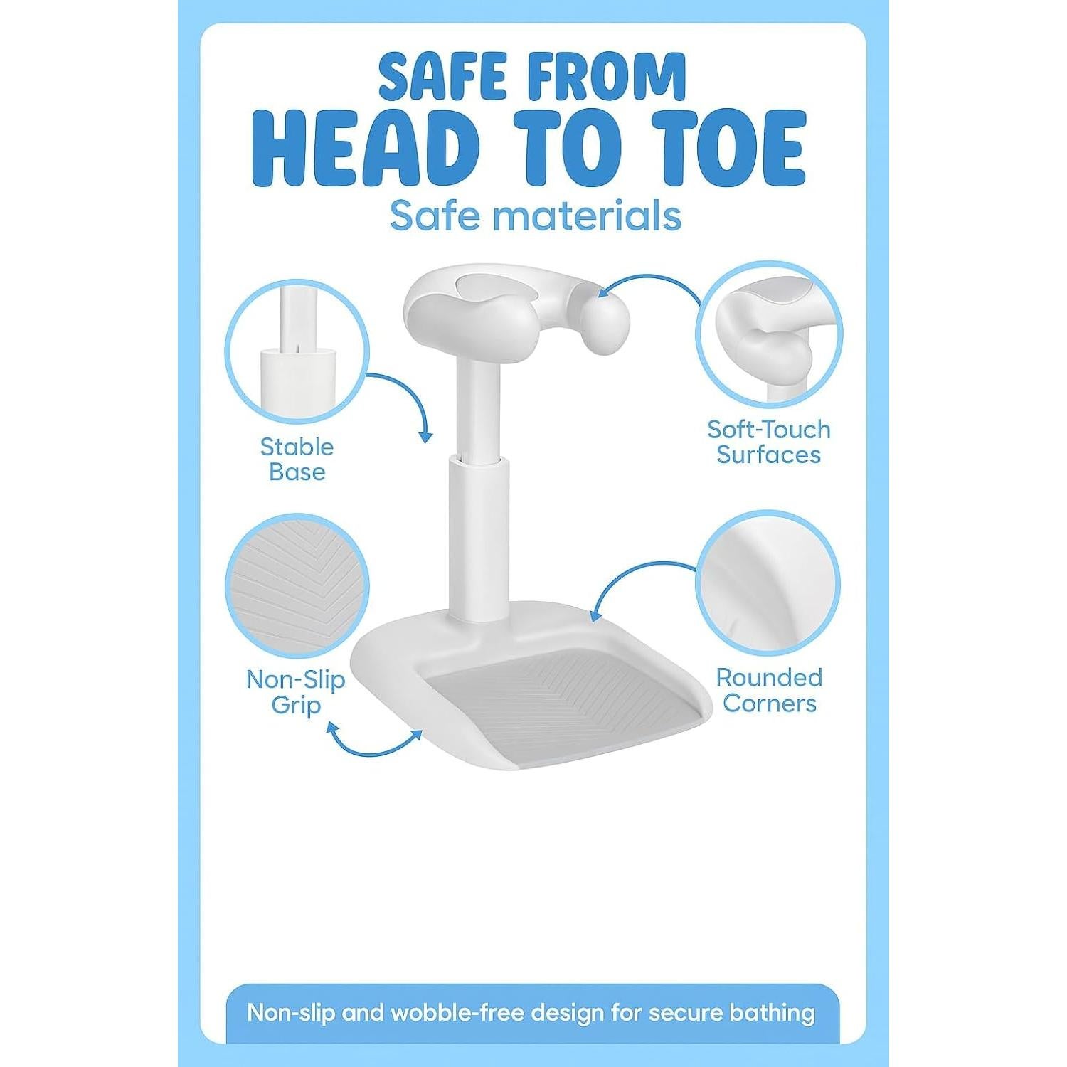 Soporte de Ducha Ajustable Genérico con Taburete Antideslizante