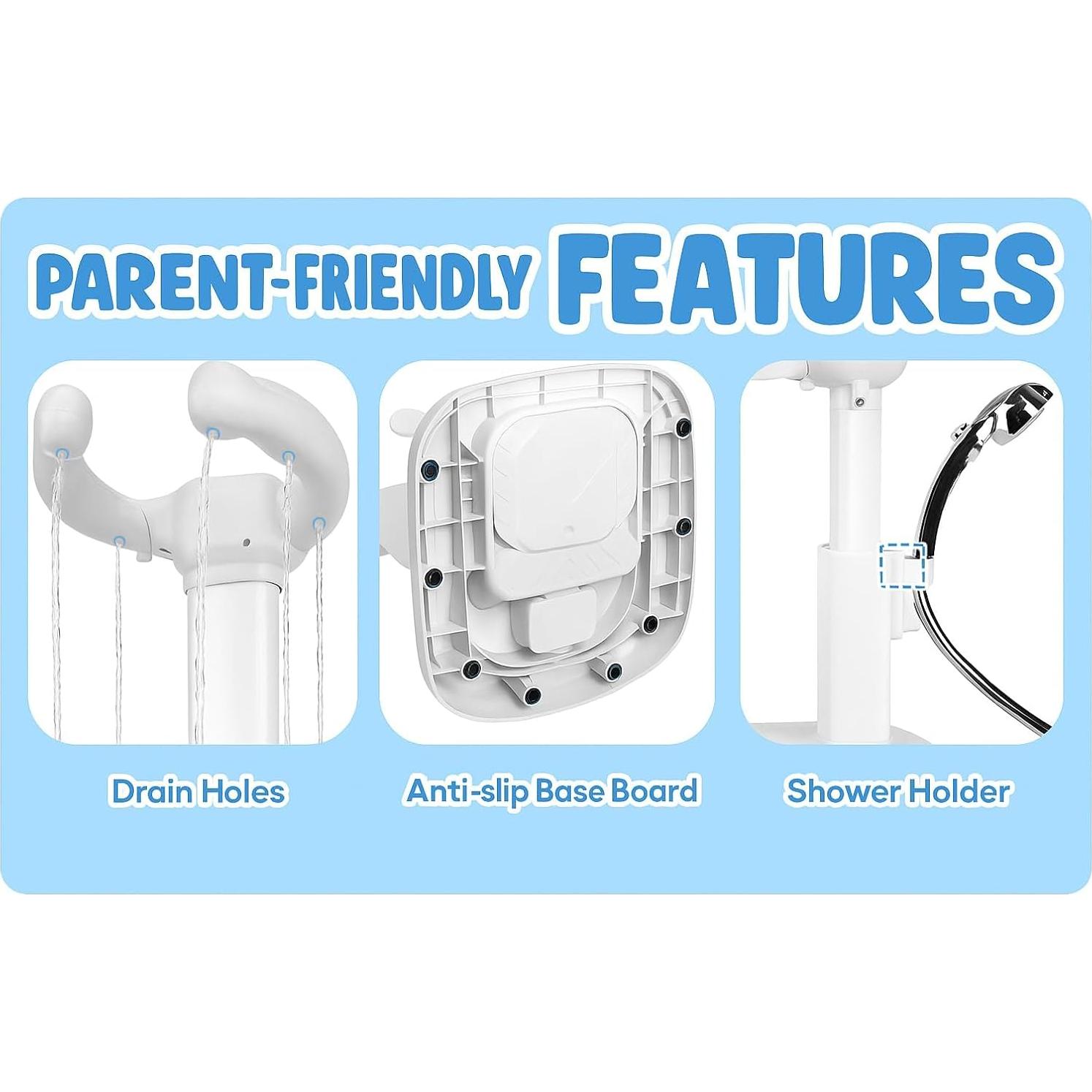 Soporte de Ducha Ajustable Genérico con Taburete Antideslizante