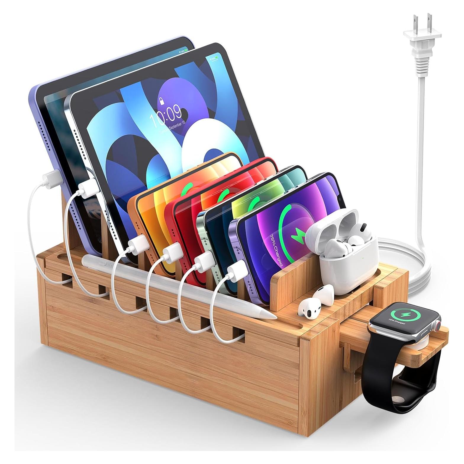 Estación de Carga de Bambú Pezin & Hulin 5 Puertos y Soporte