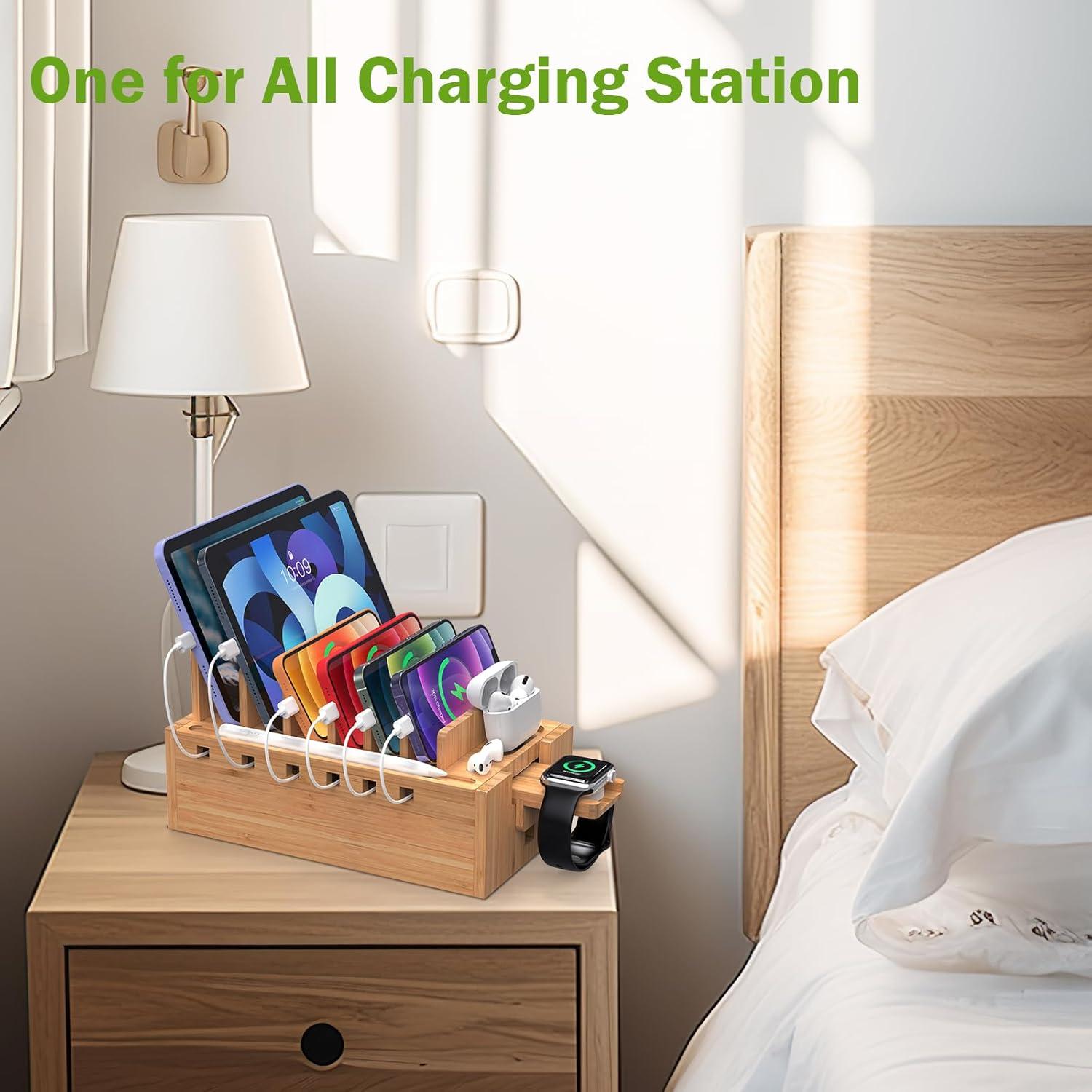 Estación de Carga de Bambú Pezin & Hulin 5 Puertos y Soporte