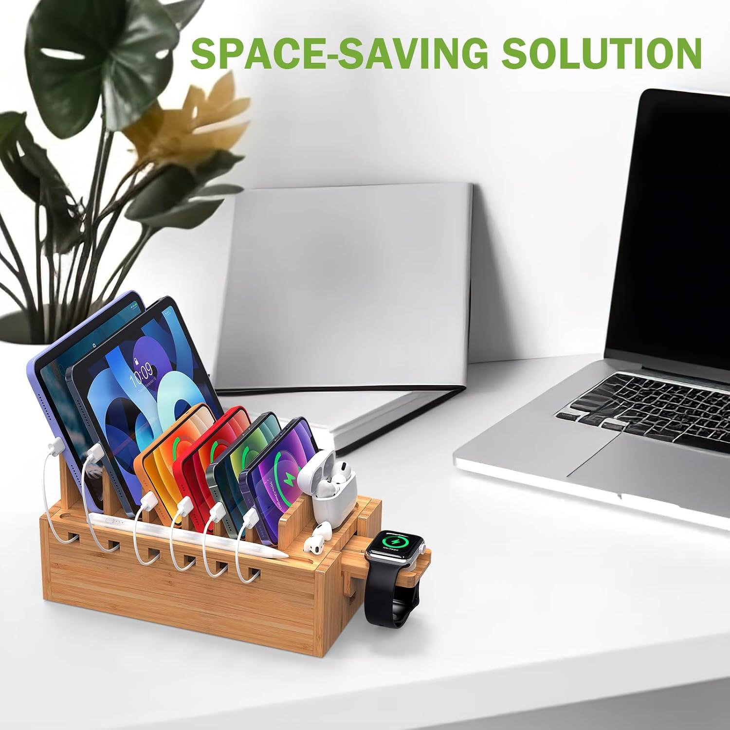 Estación de Carga de Bambú Pezin & Hulin 5 Puertos y Soporte