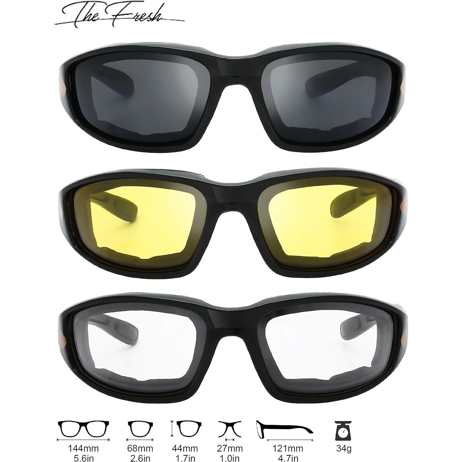 Gafas de Motocicleta The Fresh FR14 UV400 Acolchadas 3 Lentes