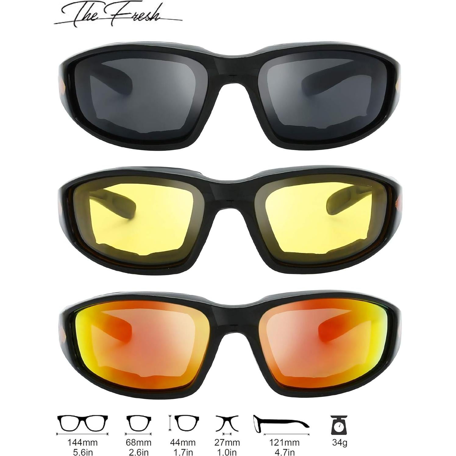 Gafas de Motocicleta The Fresh FR14 UV400 Acolchadas 3 Pares