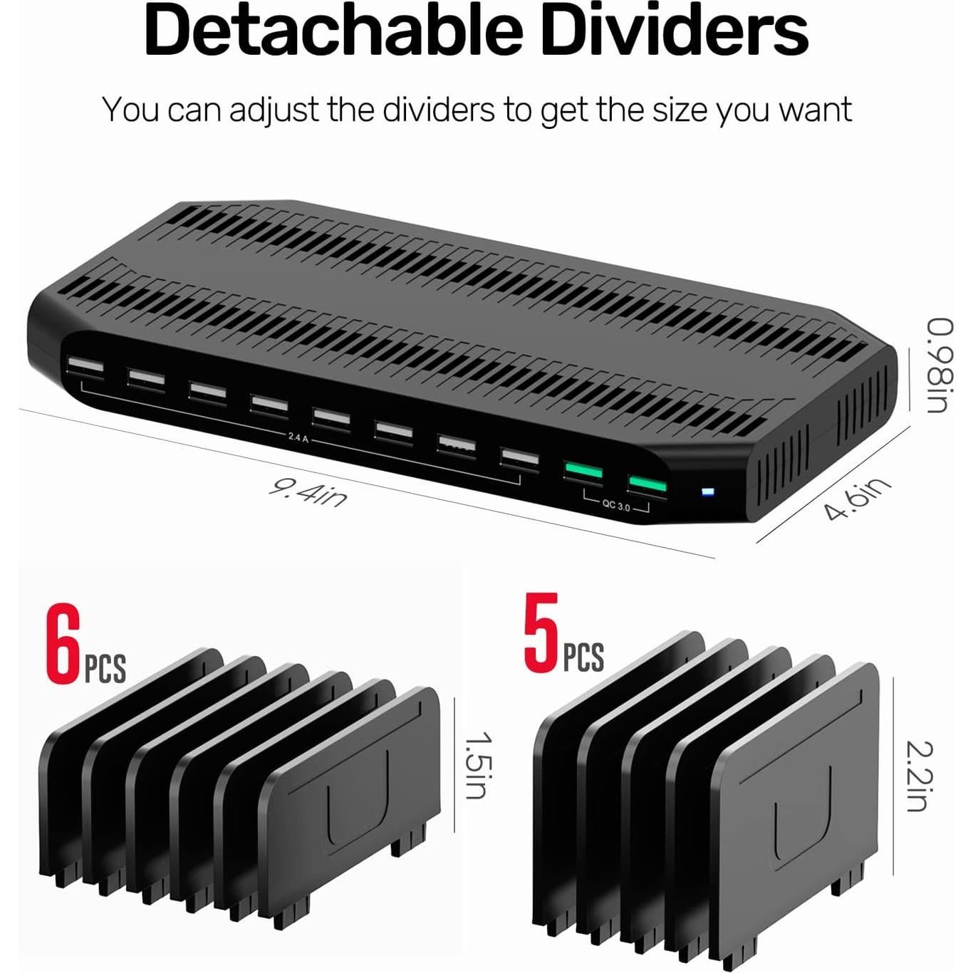 Estación de Carga USB Unitek 10 Puertos Carga Rápida 3.0