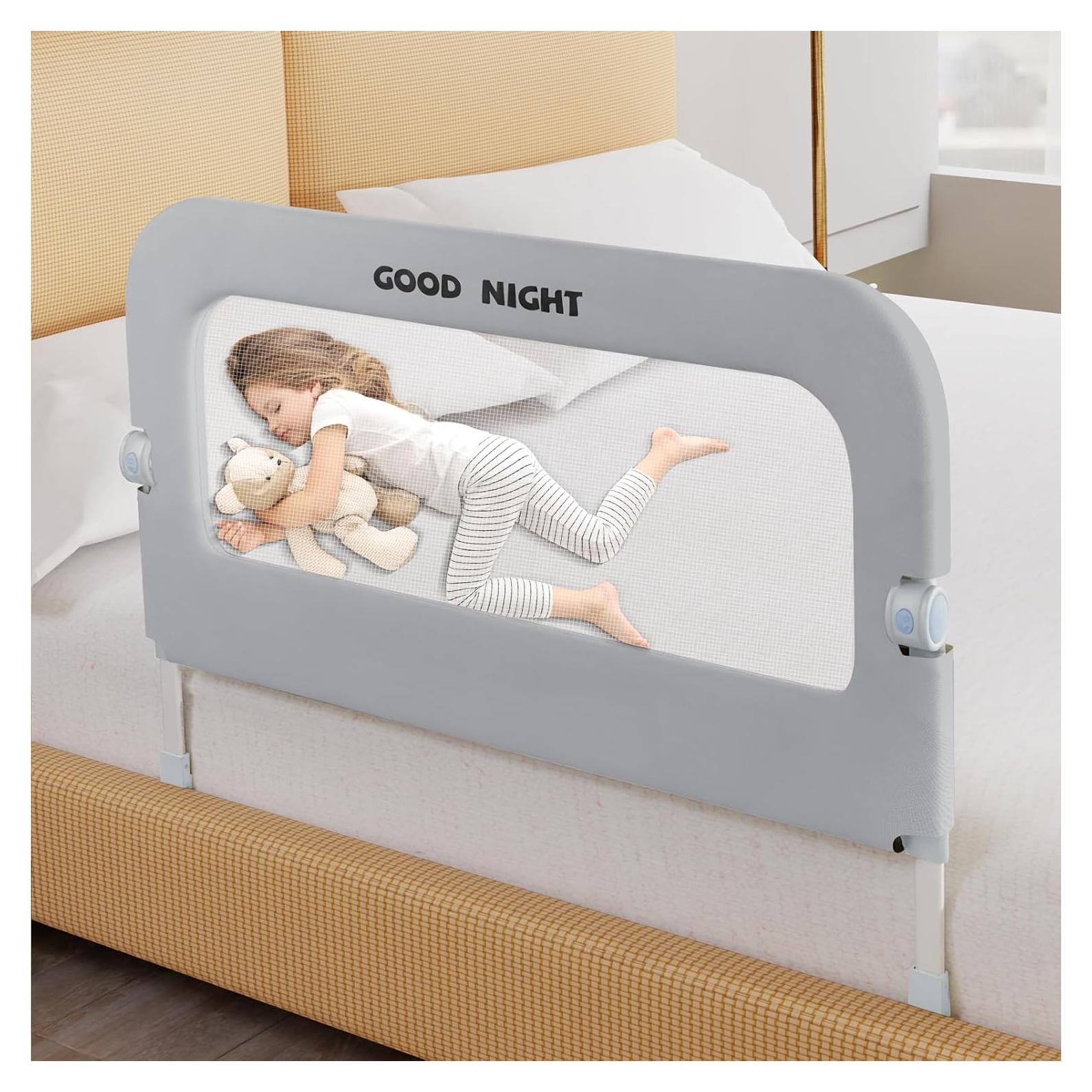 Barandilla de Cama Deeteck 81 cm Ajustable Plegable Gris