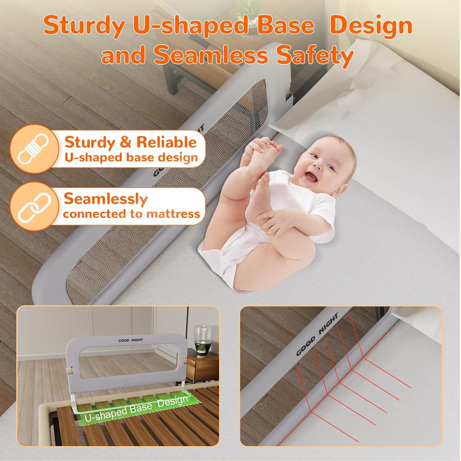 Barandilla de Cama Deeteck 81 cm Ajustable Plegable Gris