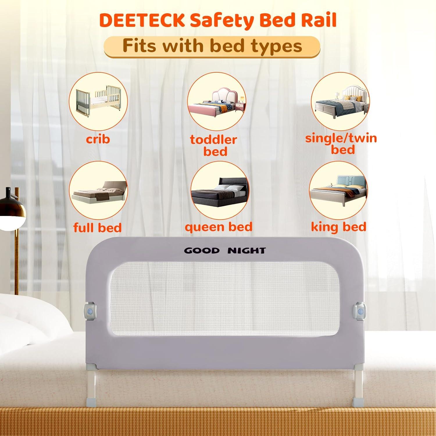 Barandilla de Cama Deeteck 81 cm Ajustable Plegable Gris