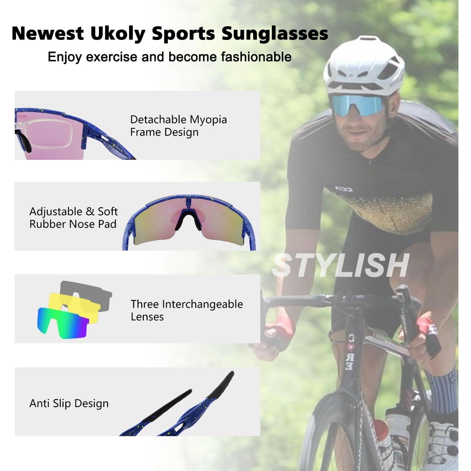 Gafas de Ciclismo Ukoly con 3 Lentes Intercambiables