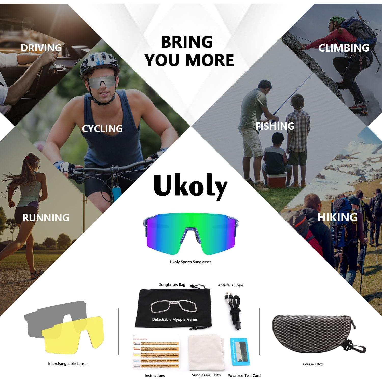 Gafas de Ciclismo Ukoly con 3 Lentes Intercambiables