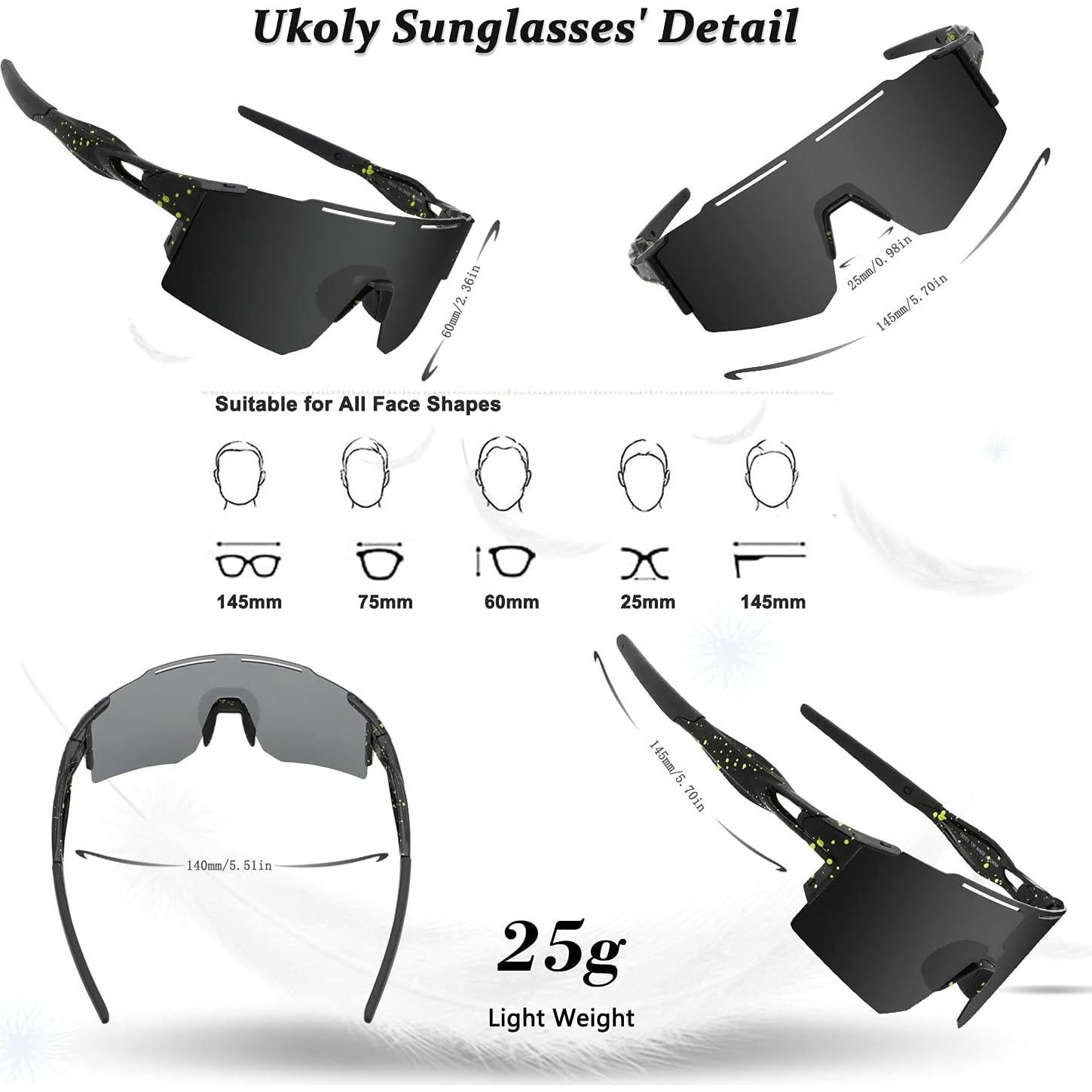 Gafas de Ciclismo Ukoly con 3 Lentes Intercambiables