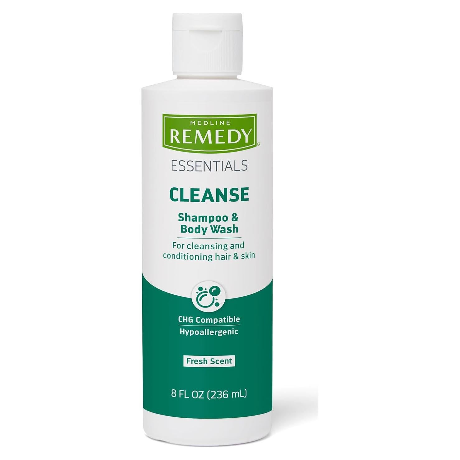 Champú y Gel de Baño Medline Remedy 226g, Aroma Fresco, Hipoalergénico