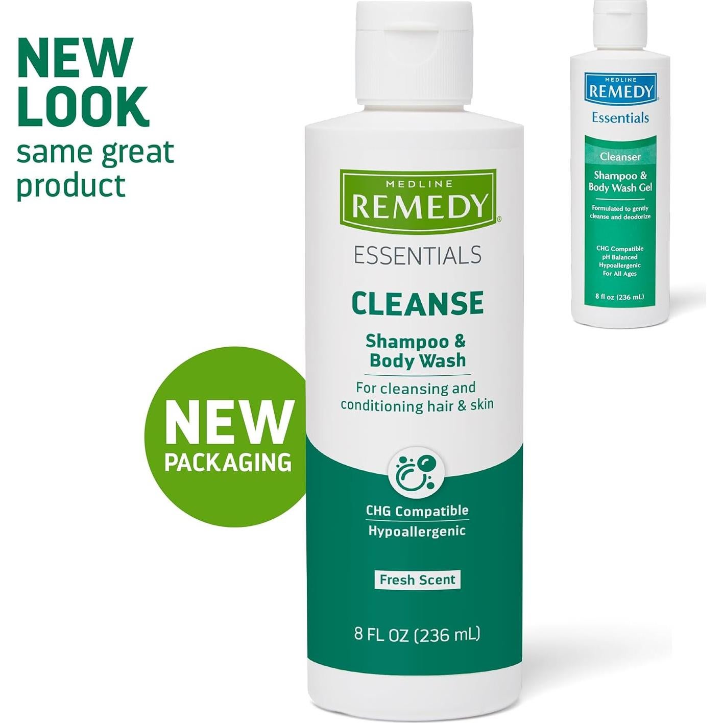 Champú y Gel de Baño Medline Remedy 226g, Aroma Fresco, Hipoalergénico