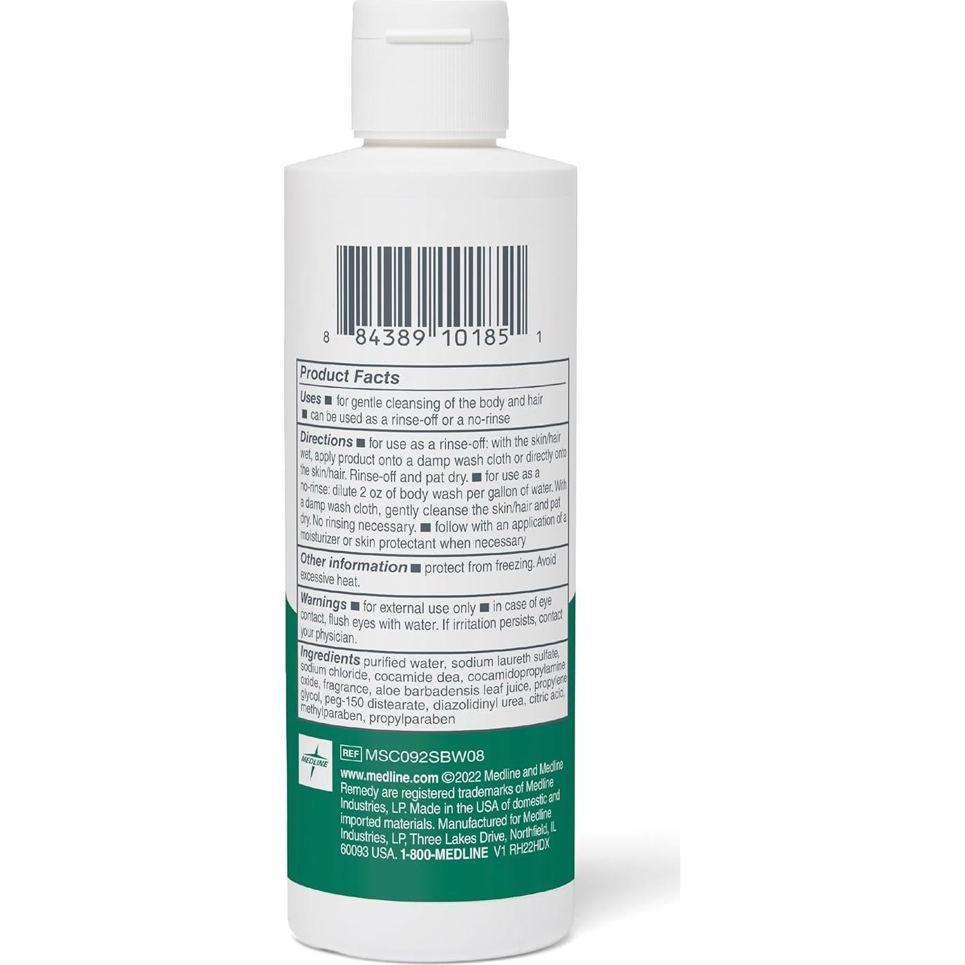 Champú y Gel de Baño Medline Remedy 226g, Aroma Fresco, Hipoalergénico