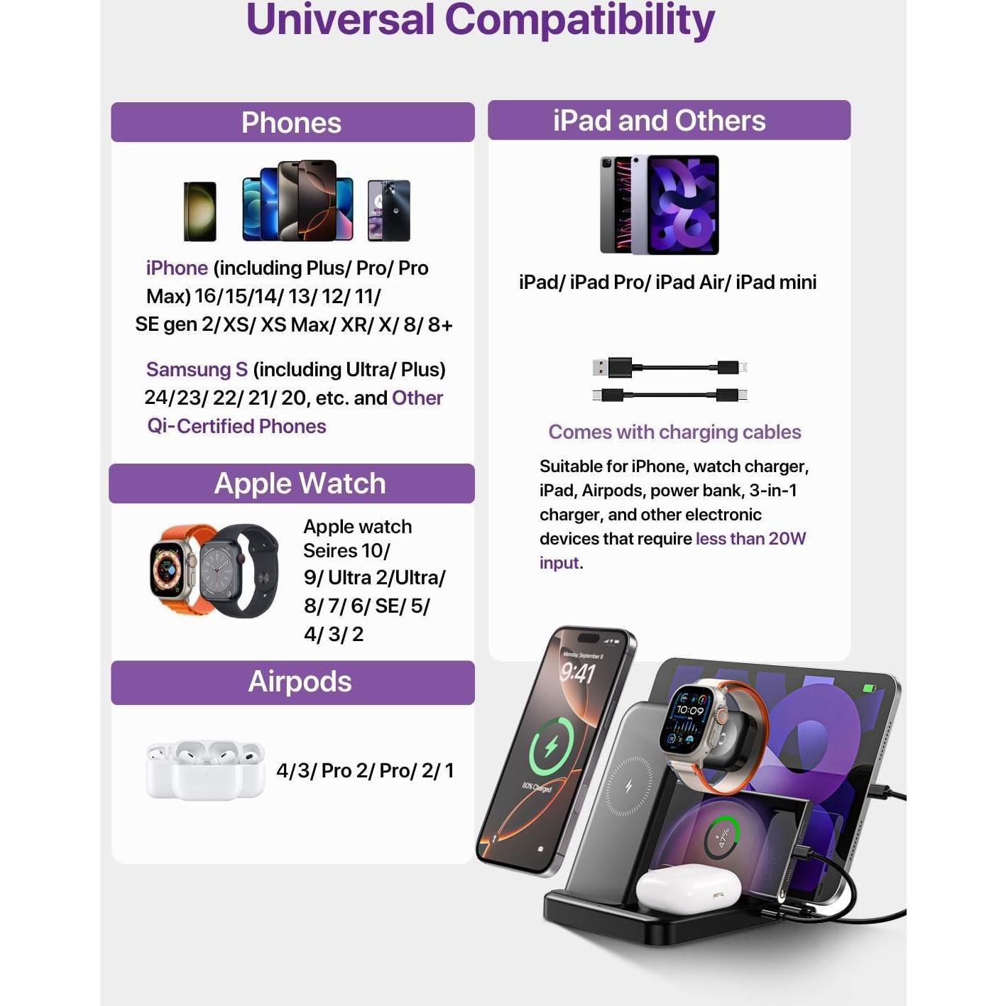 Estación de Carga 5-en-1 Intoval G805 para iPhone y iPad