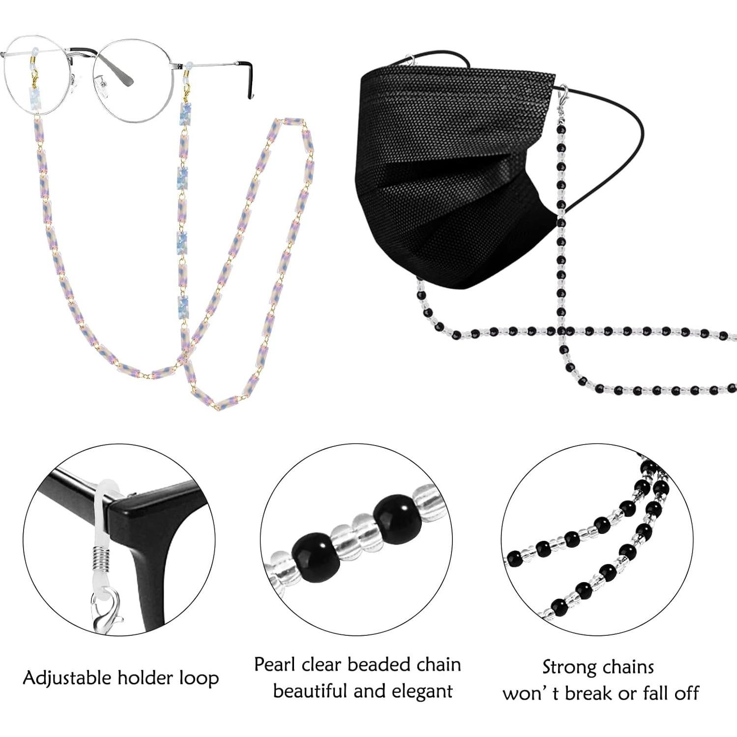 Cadenas para Gafas ONESING 4 Pcs Ajustables Multicolor