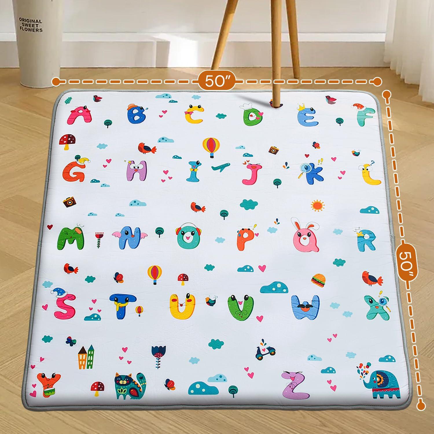 Alfombra de Juego para Bebés ABC 127x127 cm Impermeable