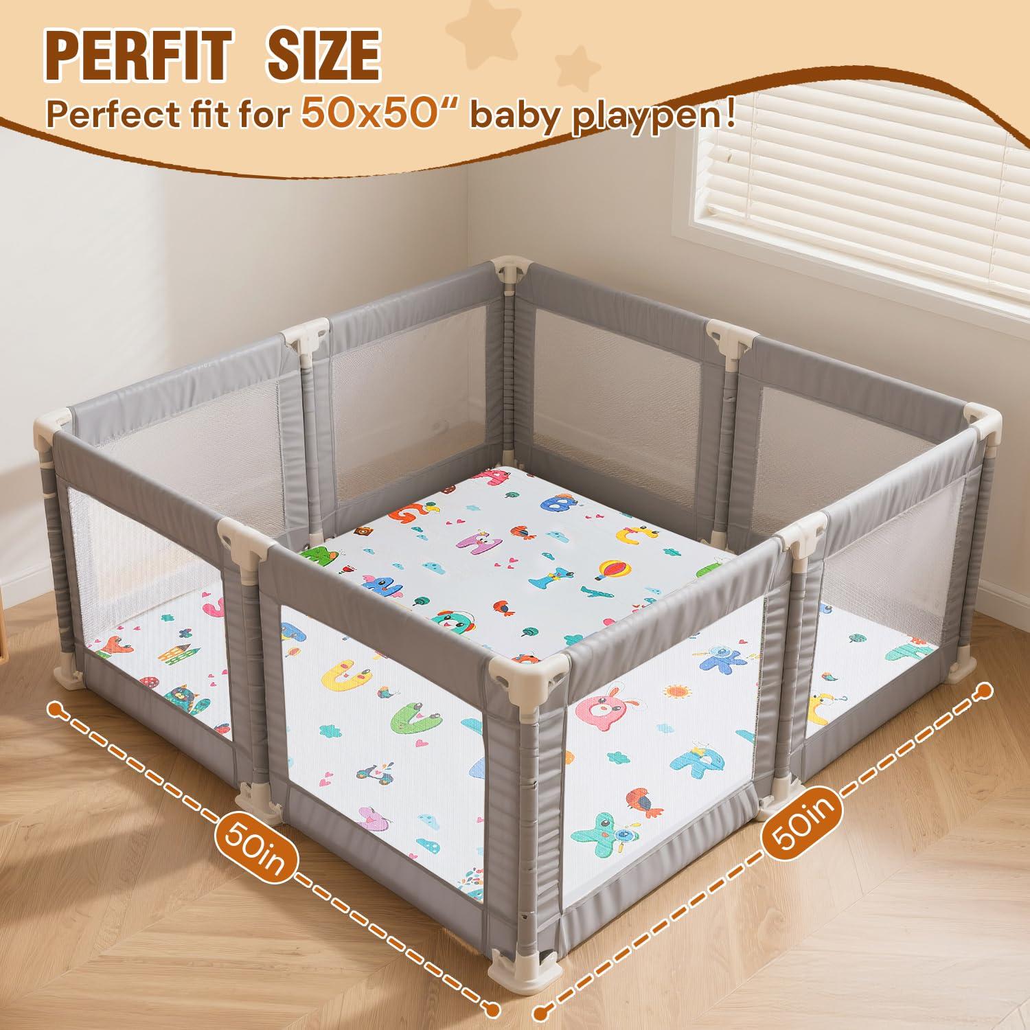 Alfombra de Juego para Bebés ABC 127x127 cm Impermeable