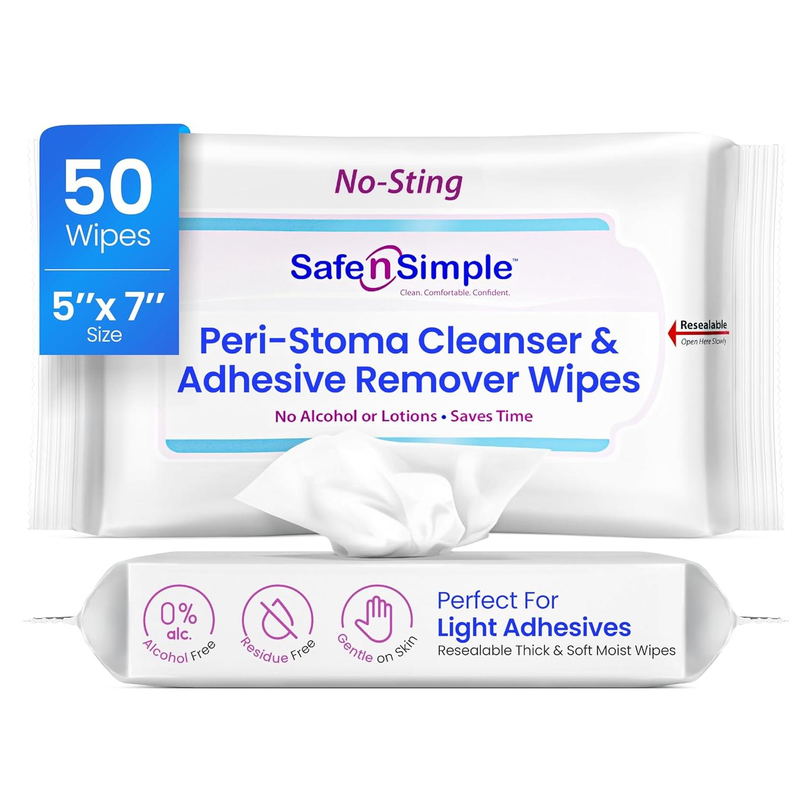 Toallitas Quit Adhesivo Safe n Simple - 50 Grandes Sin Alcohol