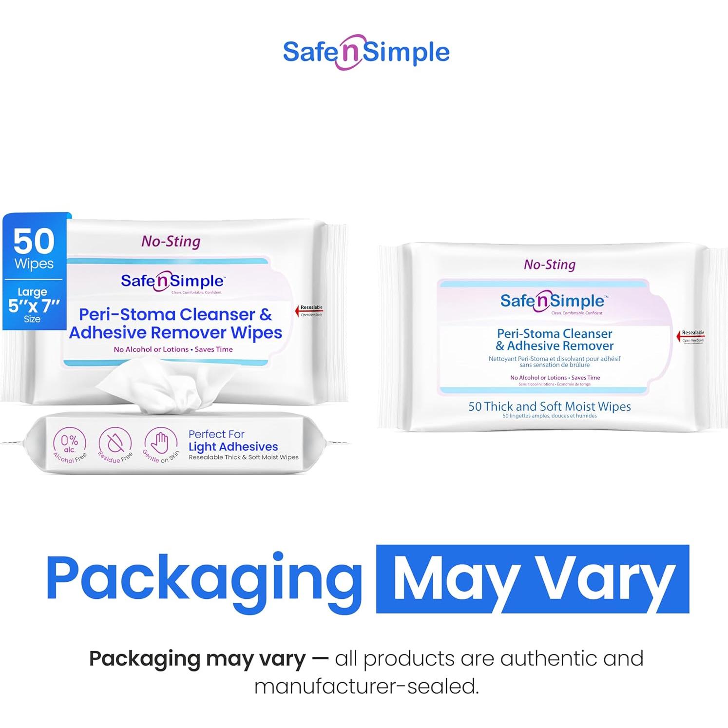 Toallitas Quit Adhesivo Safe n Simple - 50 Grandes Sin Alcohol