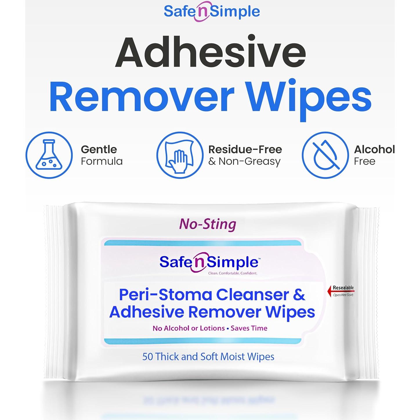 Toallitas Quit Adhesivo Safe n Simple - 50 Grandes Sin Alcohol