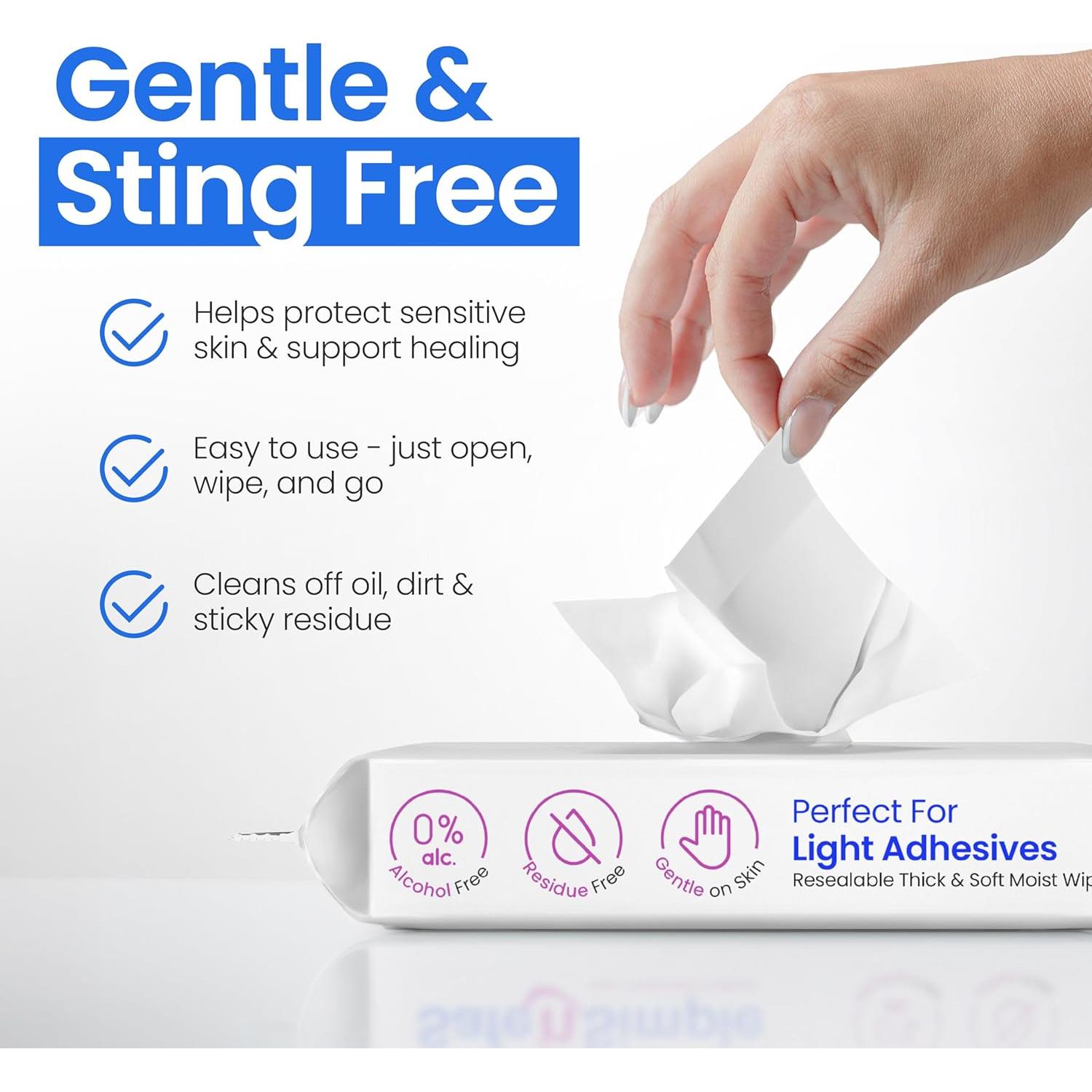 Toallitas Quit Adhesivo Safe n Simple - 50 Grandes Sin Alcohol