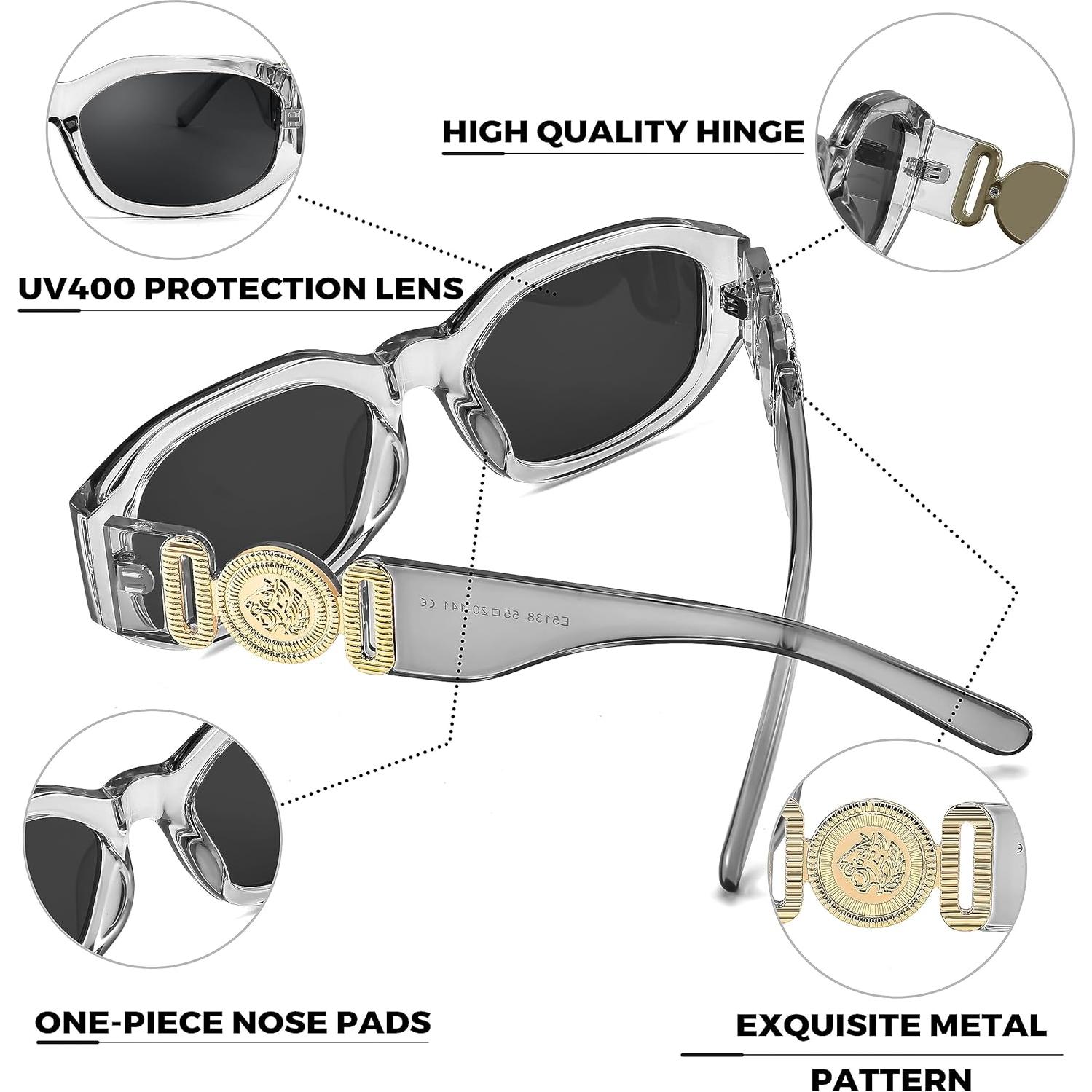 Gafas de Sol FEISEDY Retro 54mm UV400 Unisex Gris