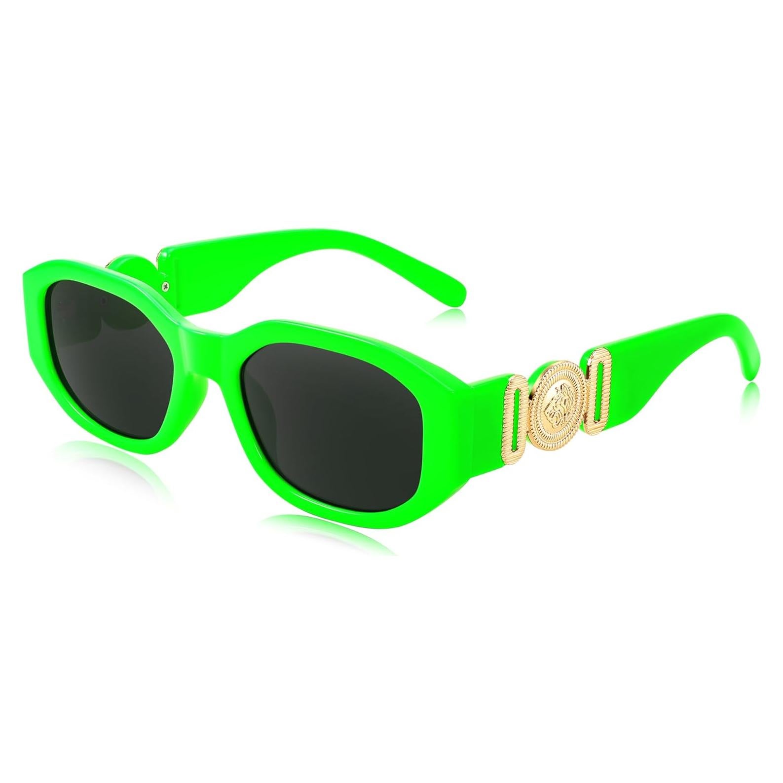 Gafas de Sol Retro FEISEDY 54mm Marco Verde Fluorescente