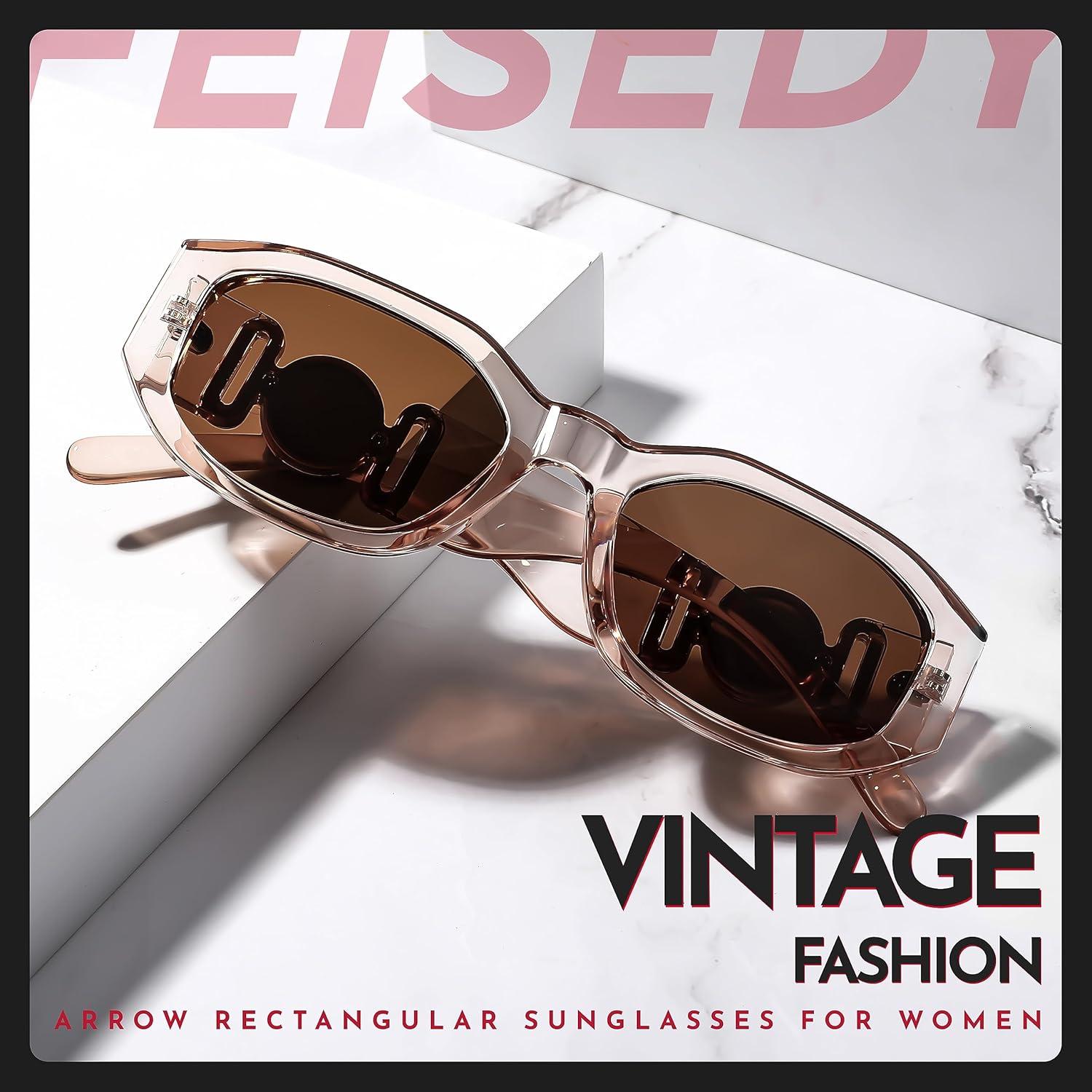 Gafas de Sol Retro FEISEDY 54mm UV400 Unisex Champagne