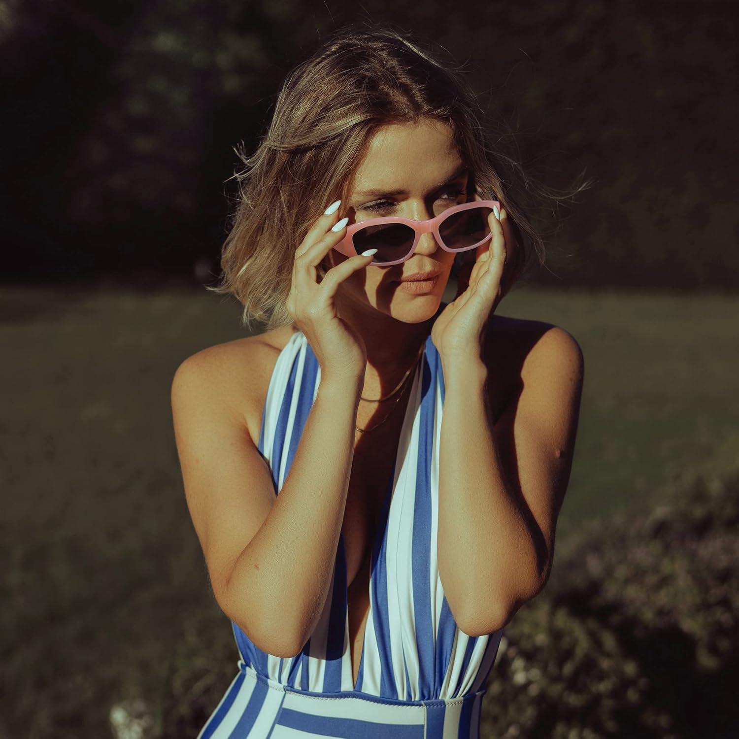 Gafas de Sol Retro FEISEDY B2322 UV400 Rosa Gris