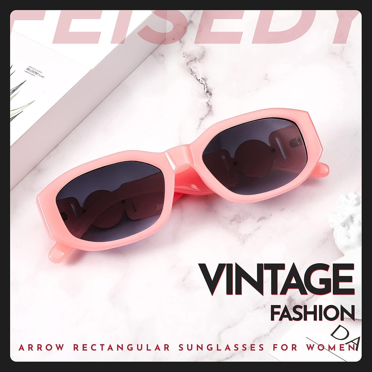 Gafas de Sol Retro FEISEDY B2322 UV400 Rosa Gris