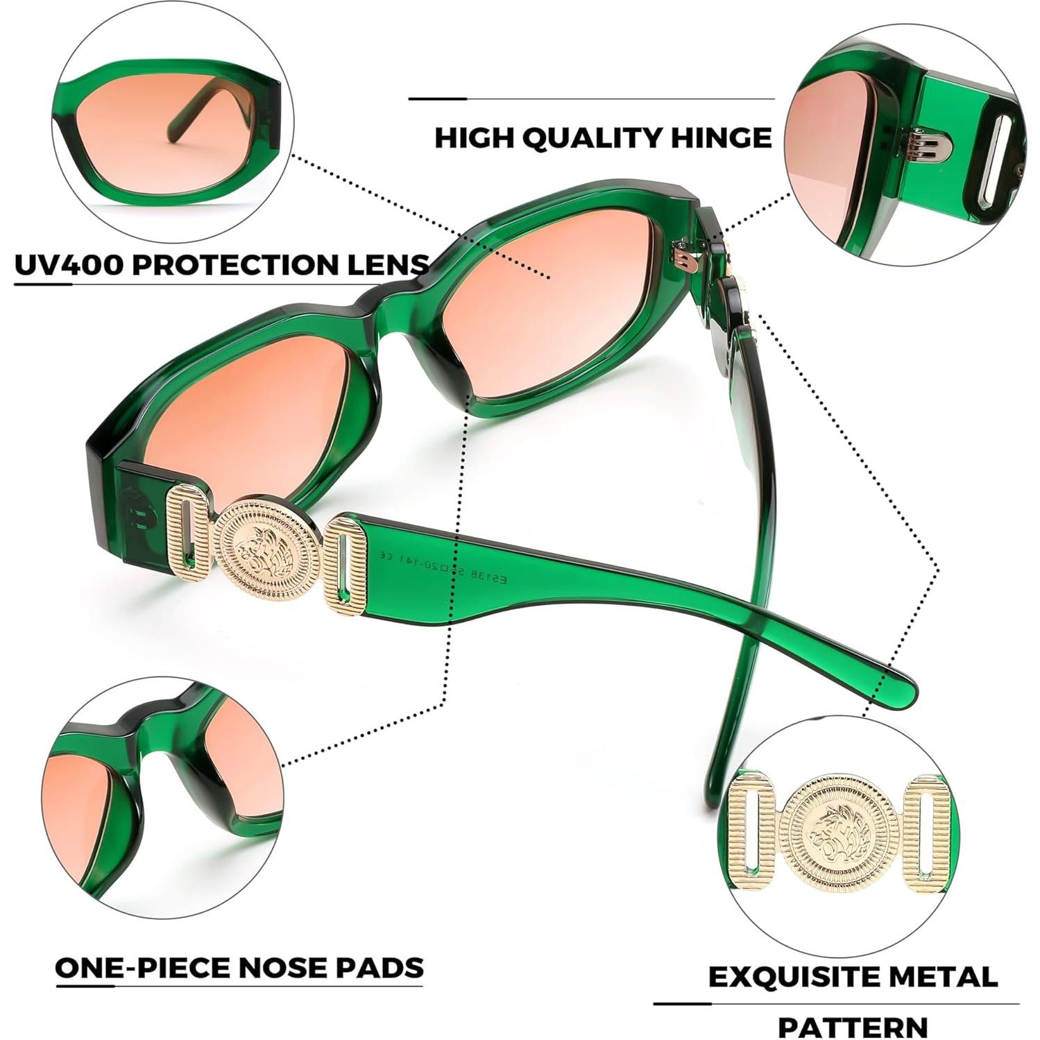 Gafas de Sol Retro FEISEDY B2322 UV400 Verde Marrón