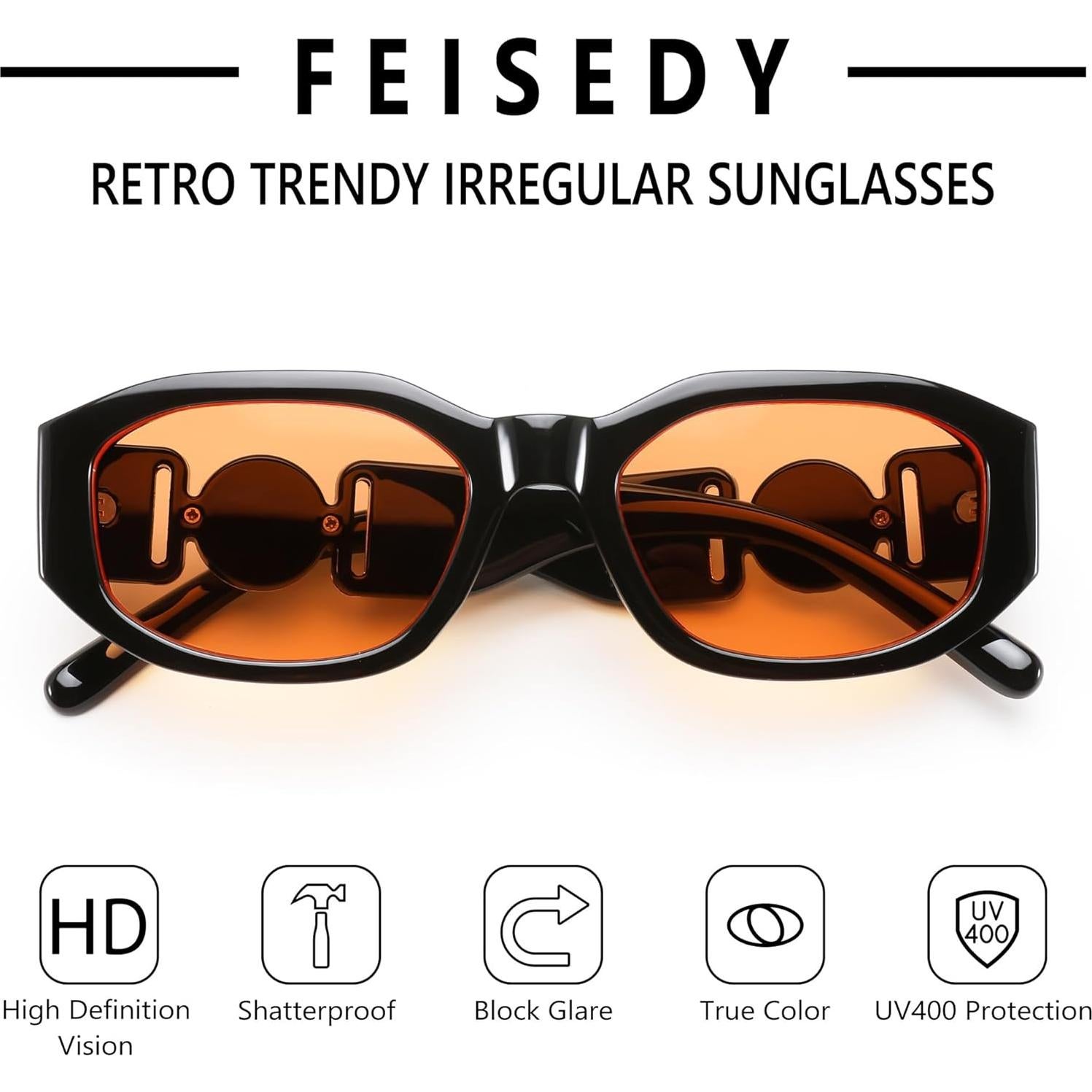 Gafas de Sol Retro FEISEDY B2322 UV400 Marco Negro
